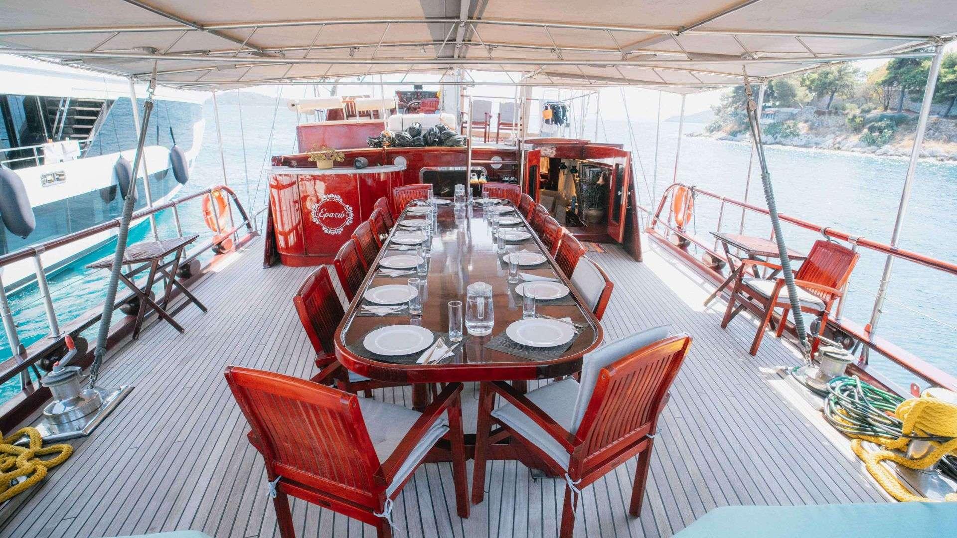 Erato gulet amenities exterior deck in Greece