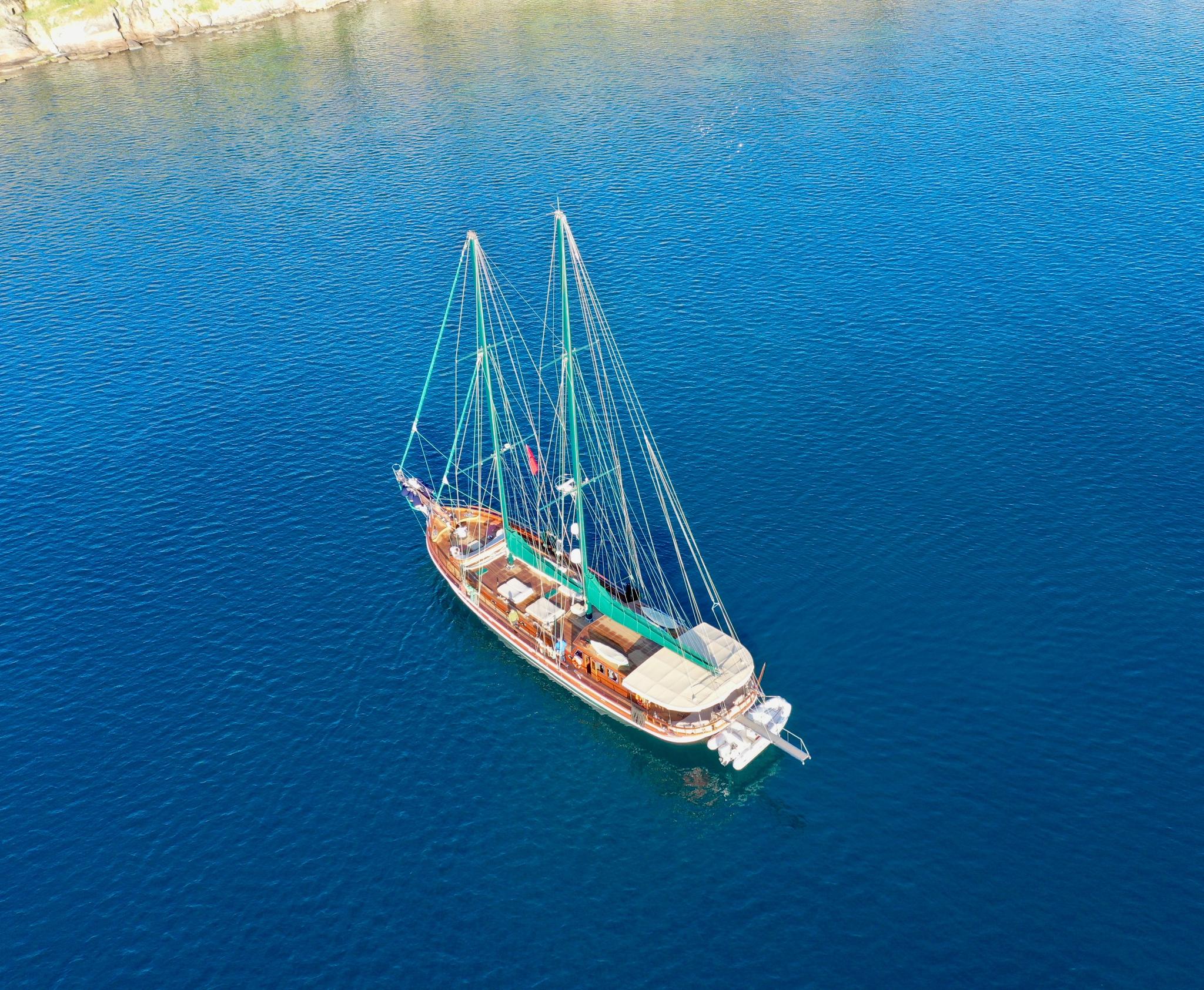 Ros Mare gulet aerial view in Türkiye