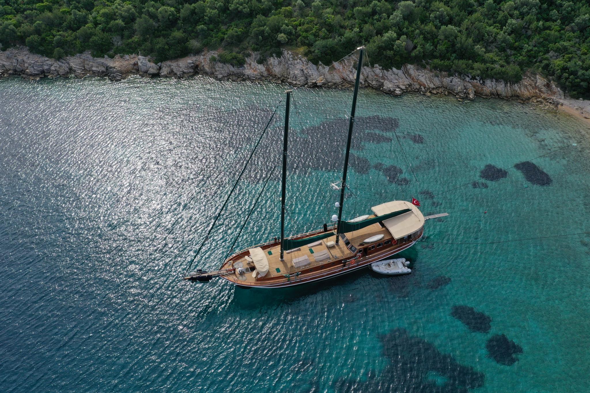 Ros Mare gulet aerial view in Türkiye