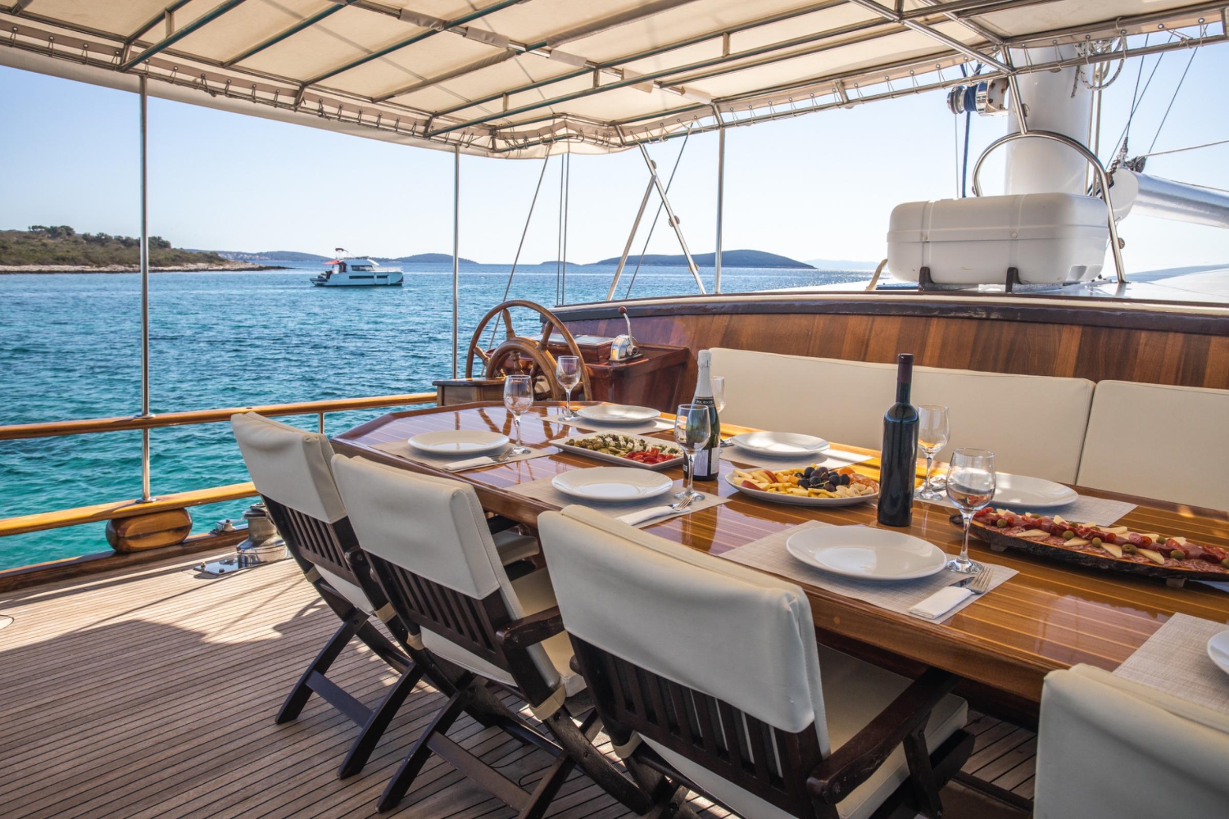 Andi Star gulet amenities exterior deck in Croatia