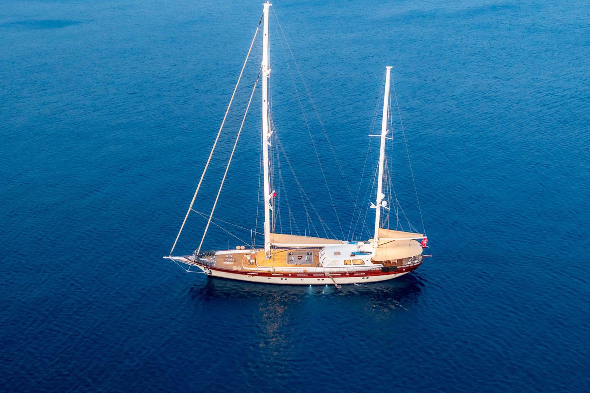 Zelda gulet aerial view in Türkiye