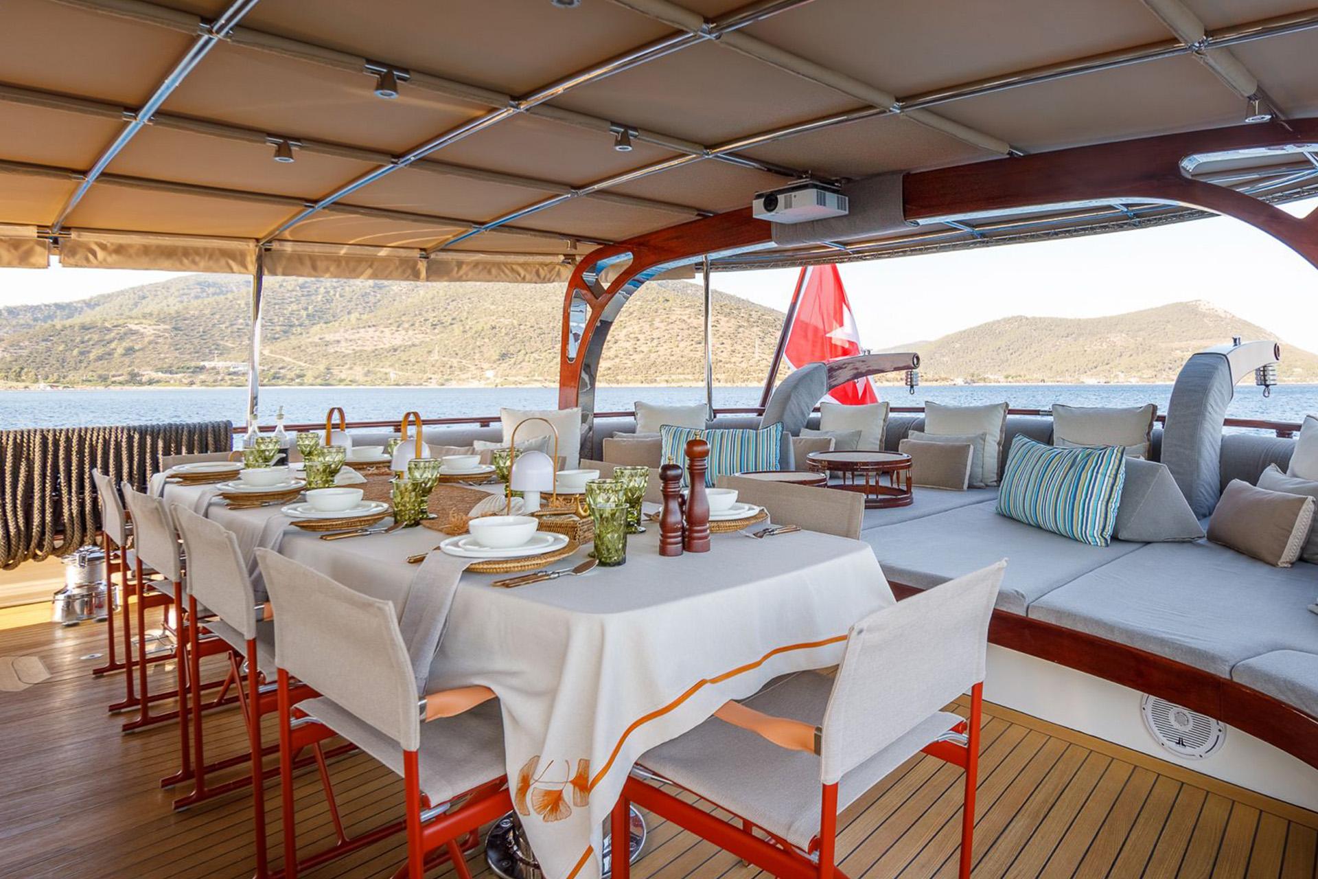 Zelda gulet amenities exterior deck in Türkiye