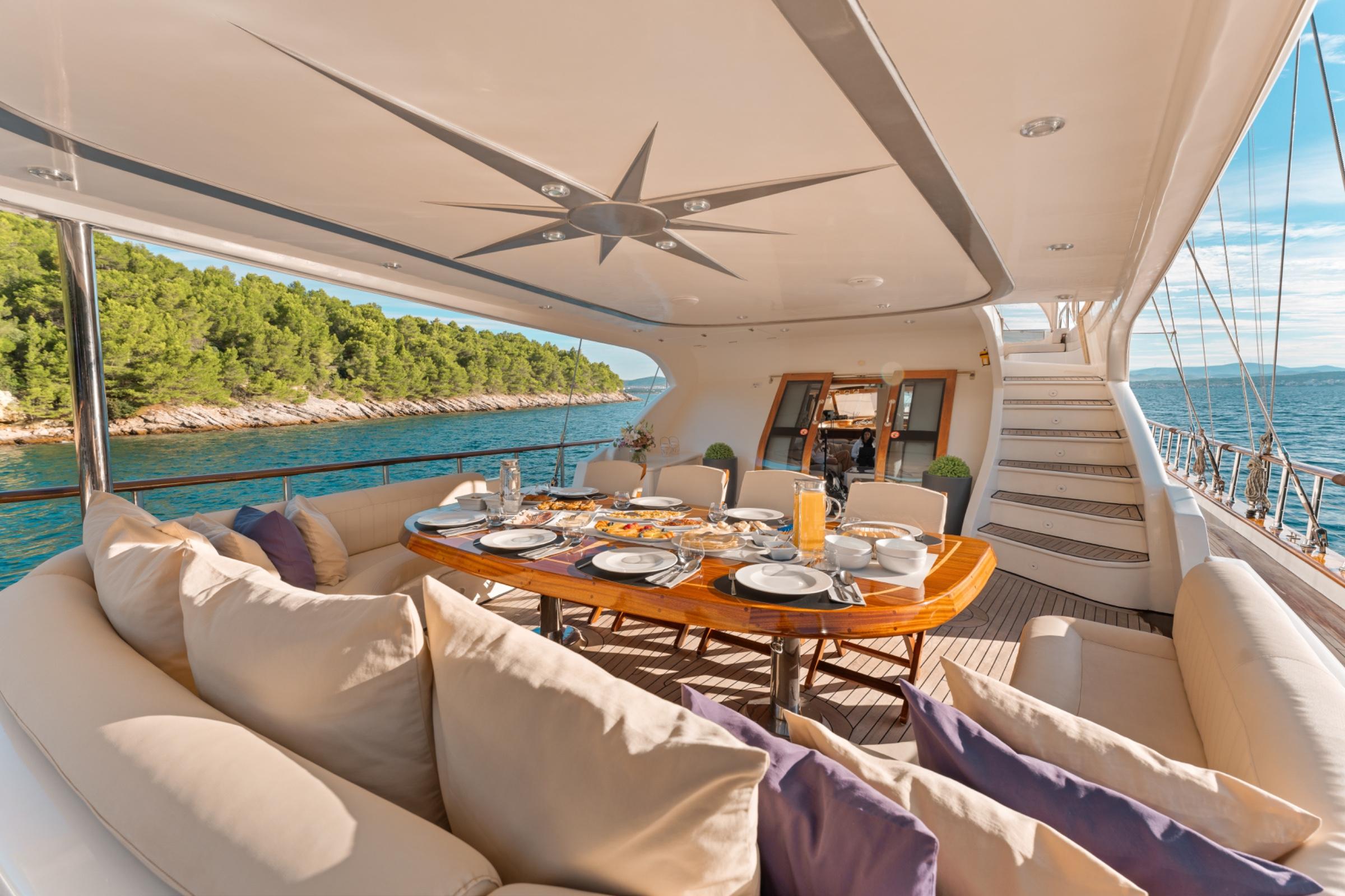 Alessandro I gulet amenities exterior deck in Croatia