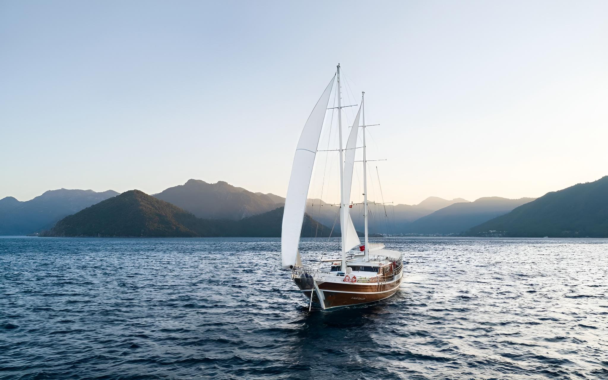 S Nur Taylan gulet amenities aerial view in Türkiye