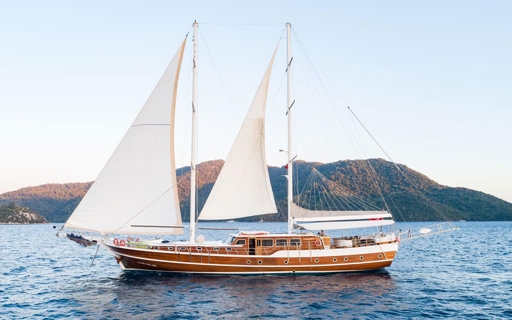 S Nur Taylan gulet amenities aerial view in Türkiye