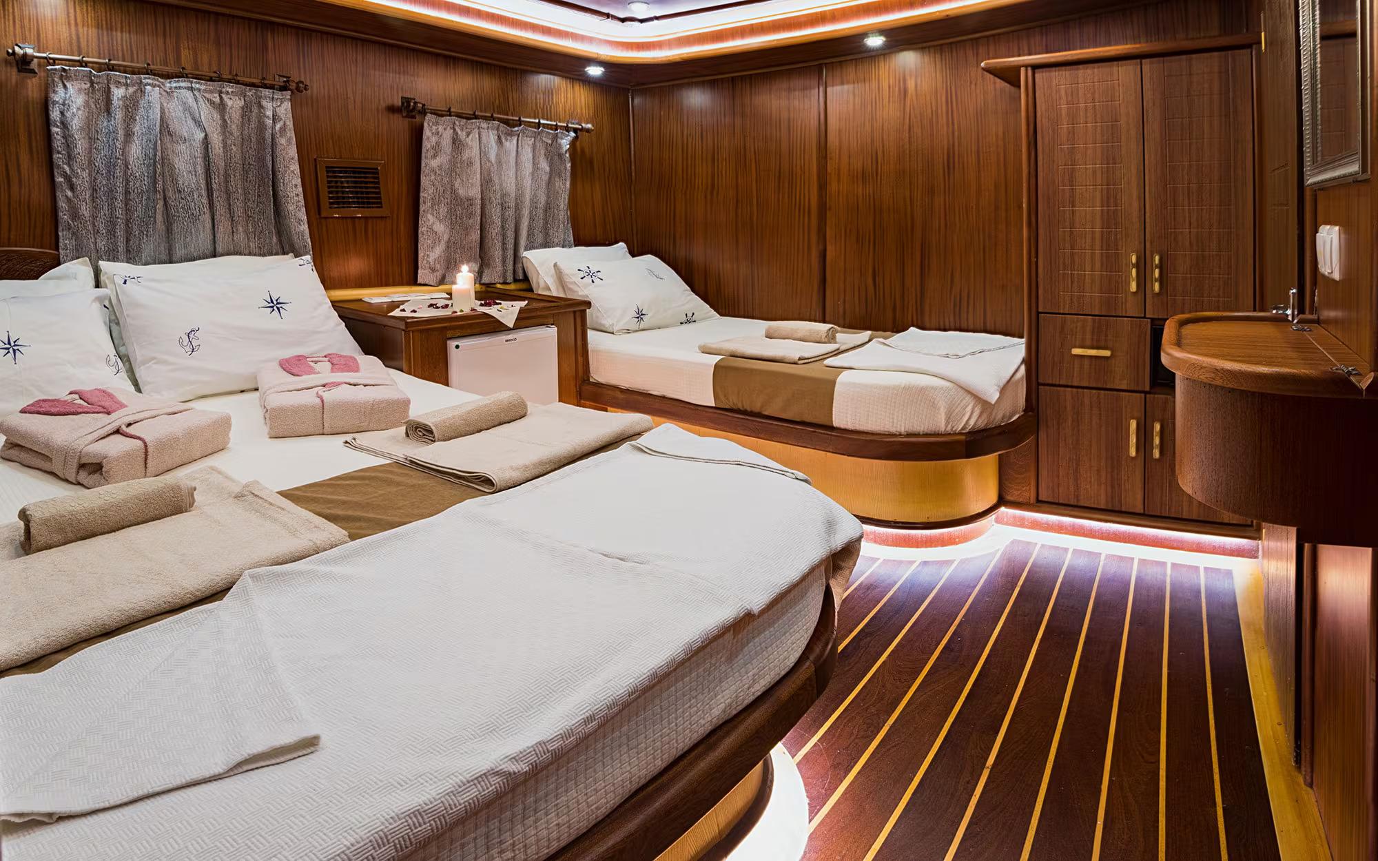 S Nur Taylan gulet accommodation interior cabin in Türkiye