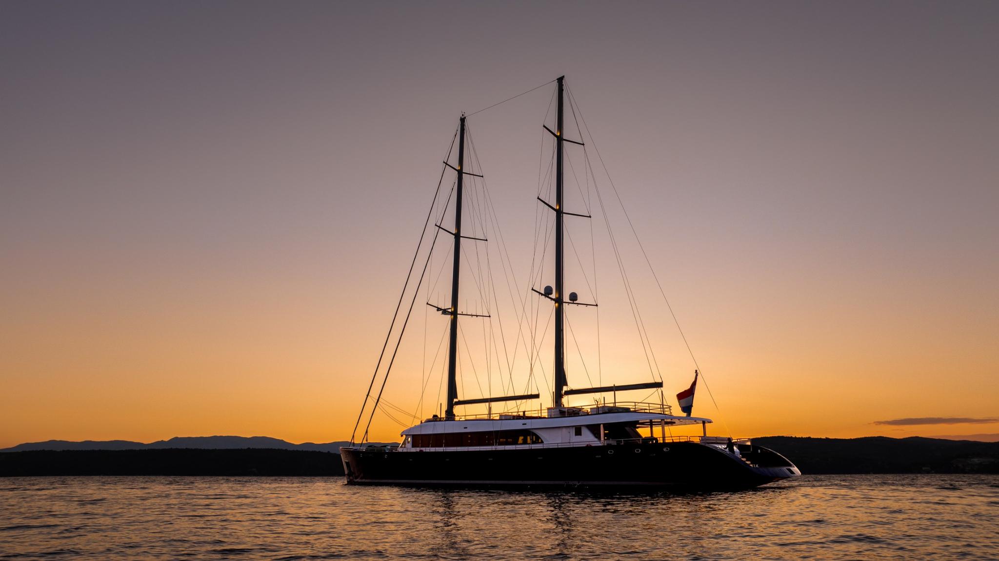 Nocturno gulet amenities aerial view in Croatia