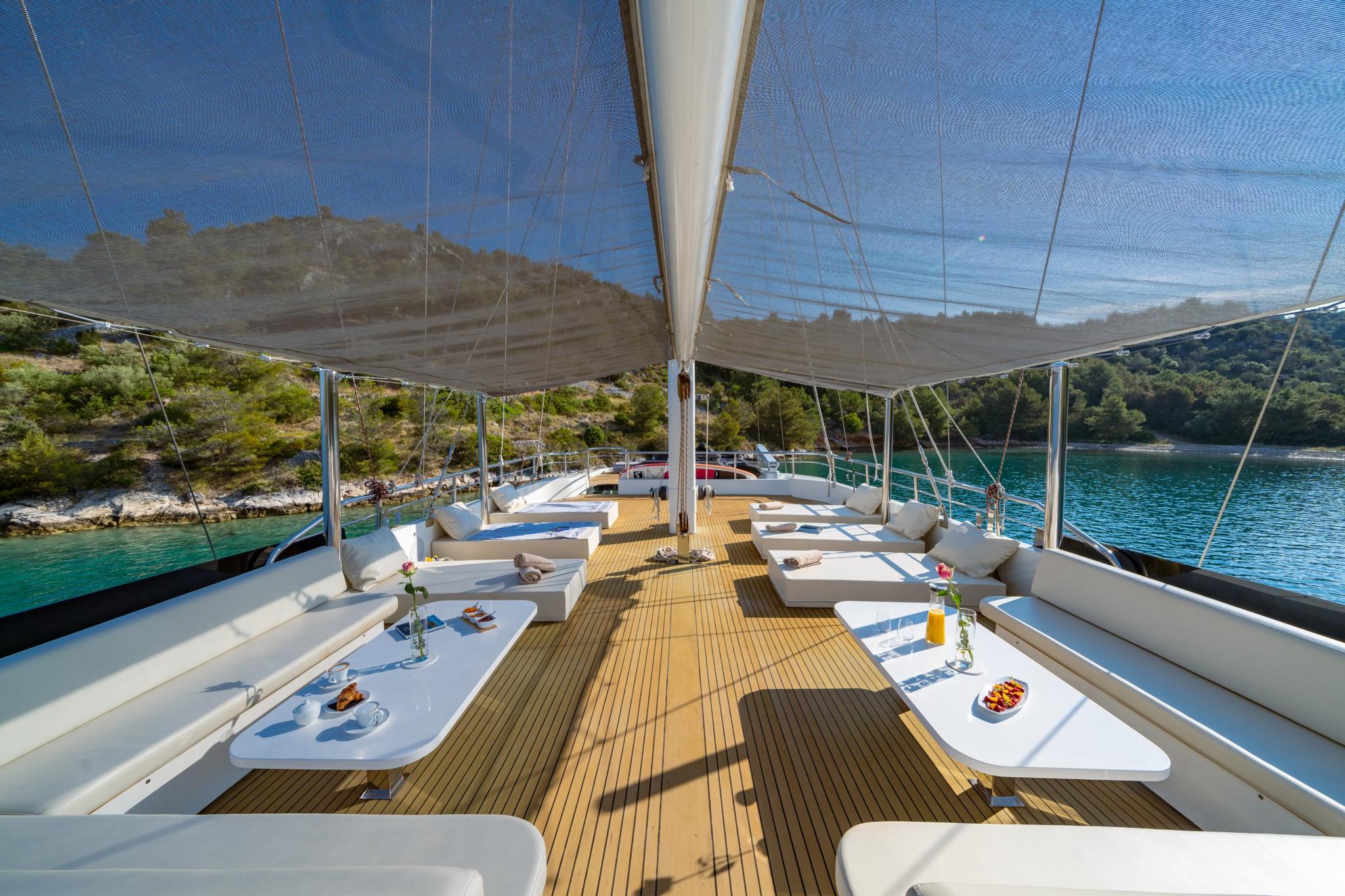 Navilux gulet amenities exterior deck in Croatia