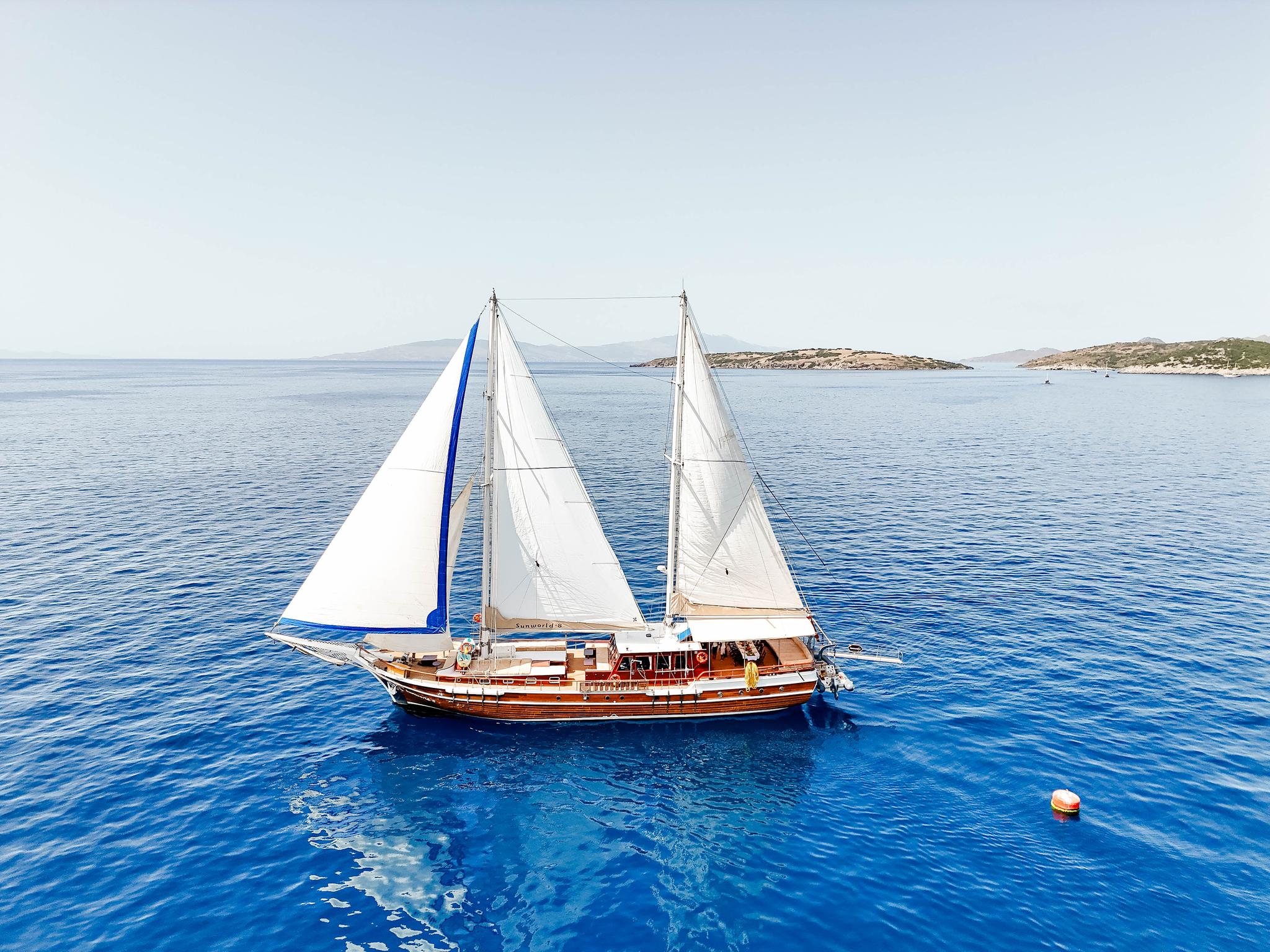 Sunworld 8 gulet amenities aerial view in Türkiye