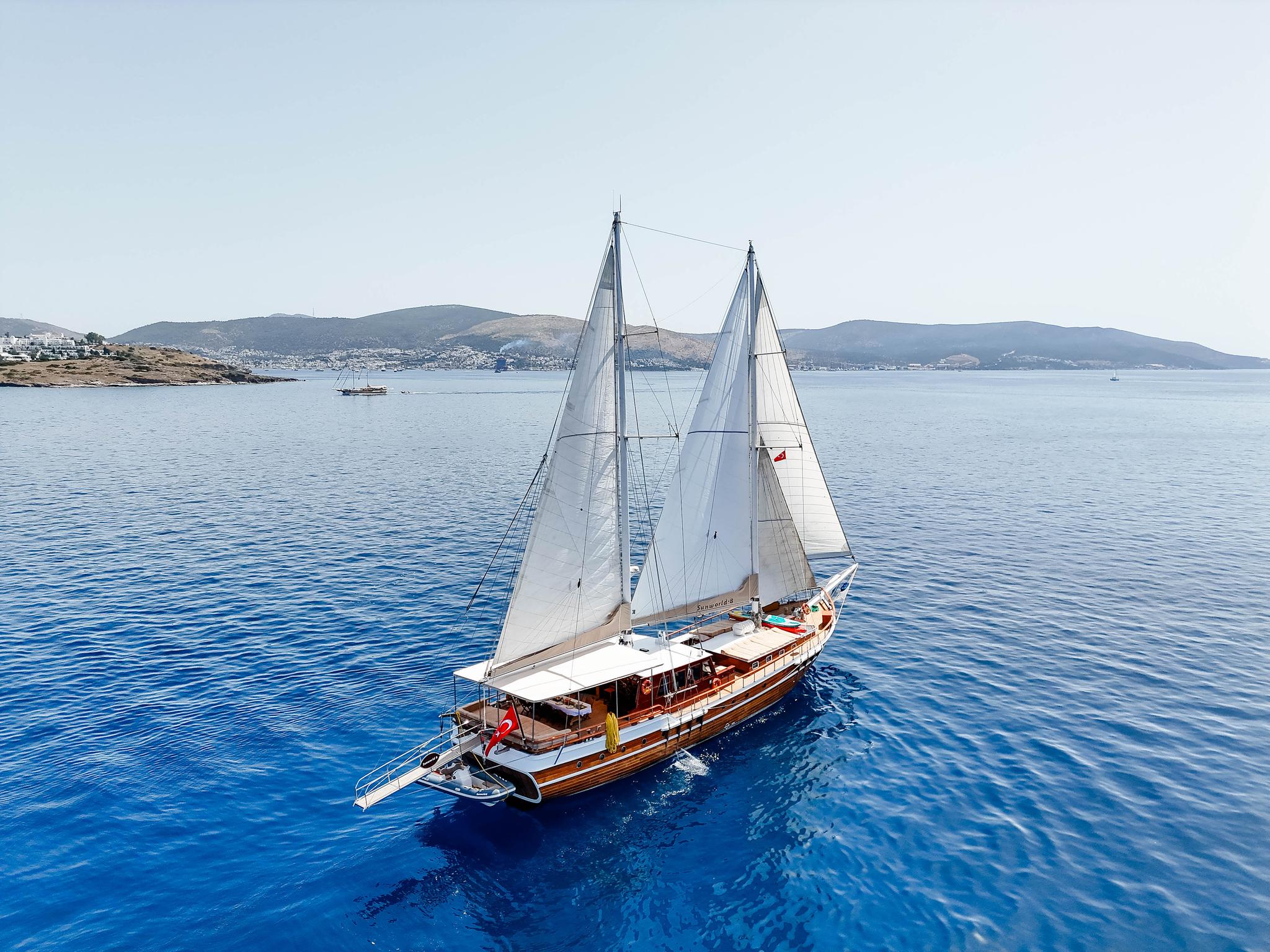 Sunworld 8 gulet amenities aerial view in Türkiye