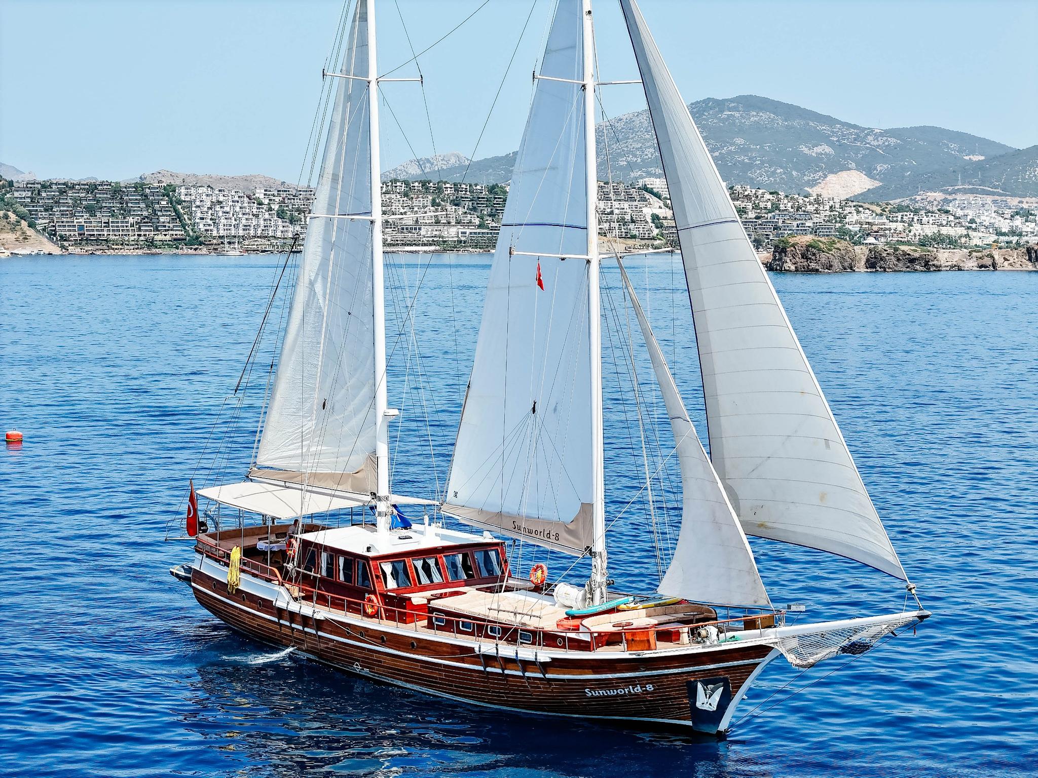 Sunworld 8 gulet amenities aerial view in Türkiye