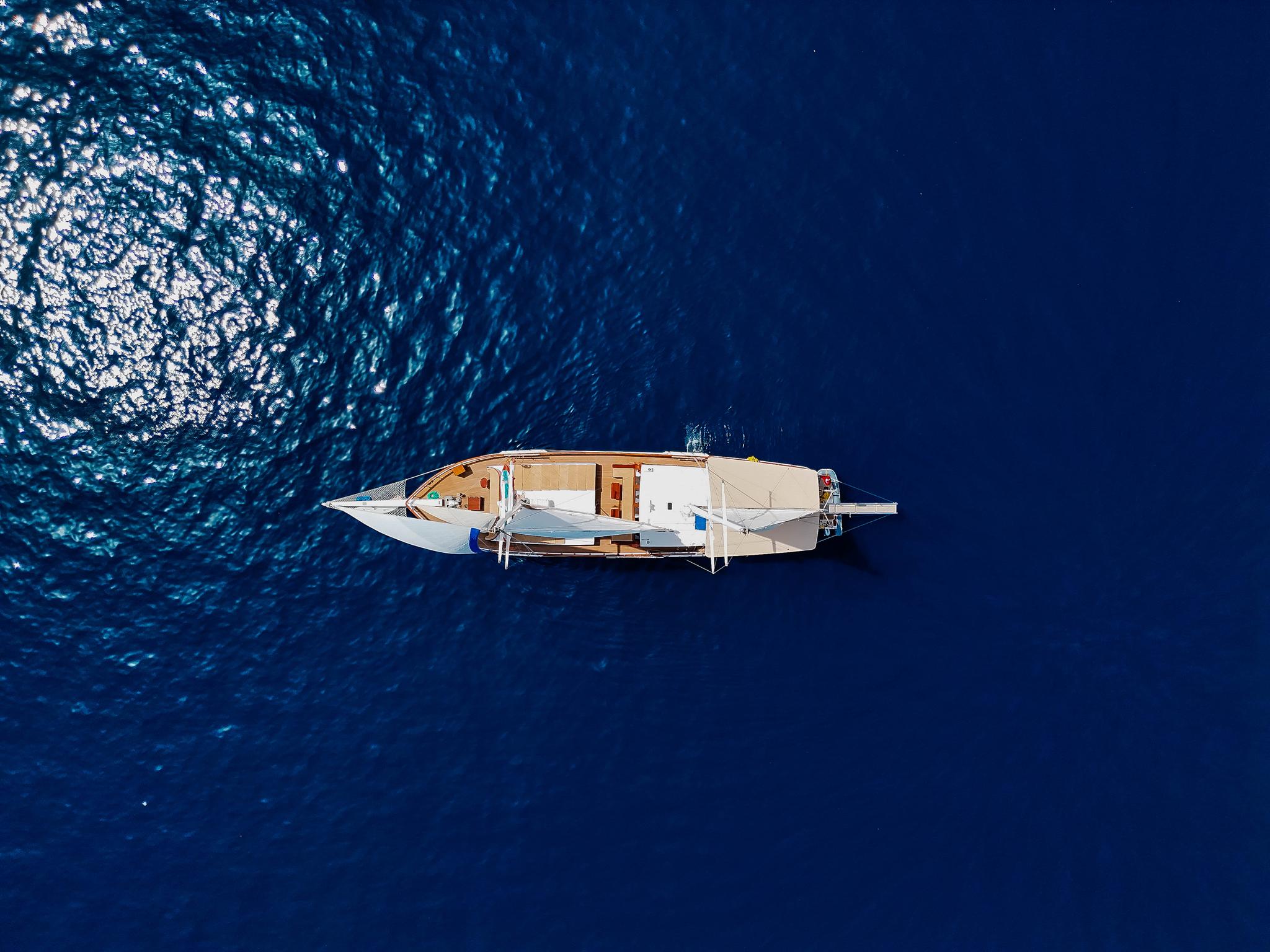 Sunworld 8 gulet aerial view in Türkiye