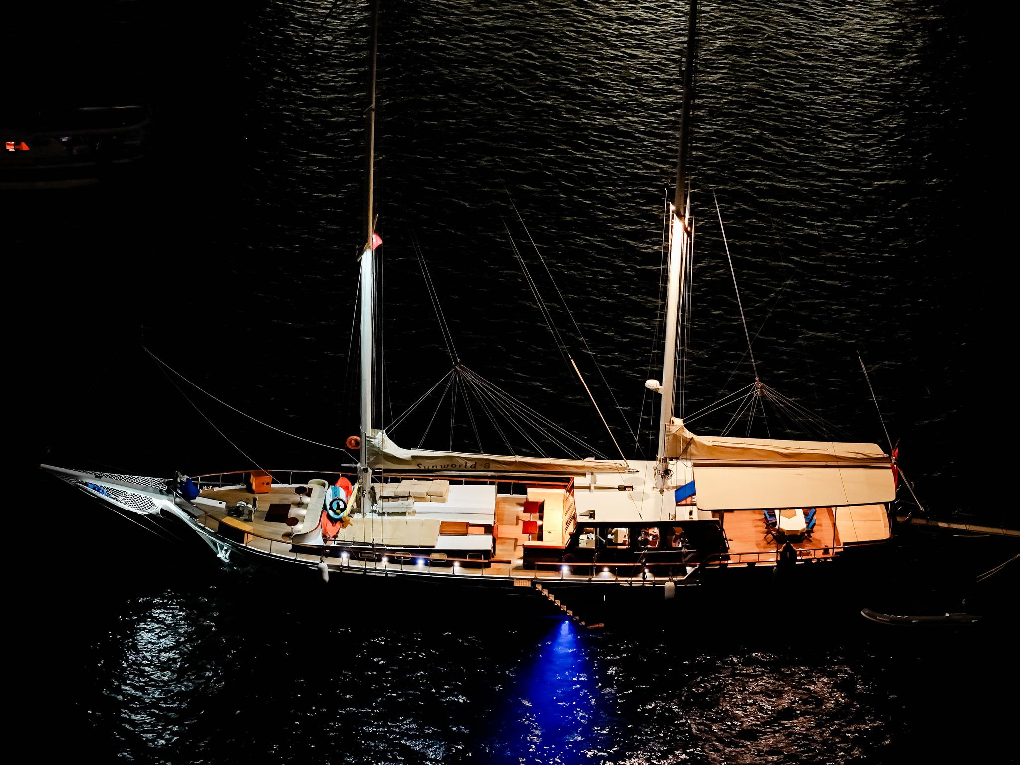 Sunworld 8 gulet amenities aerial view in Türkiye