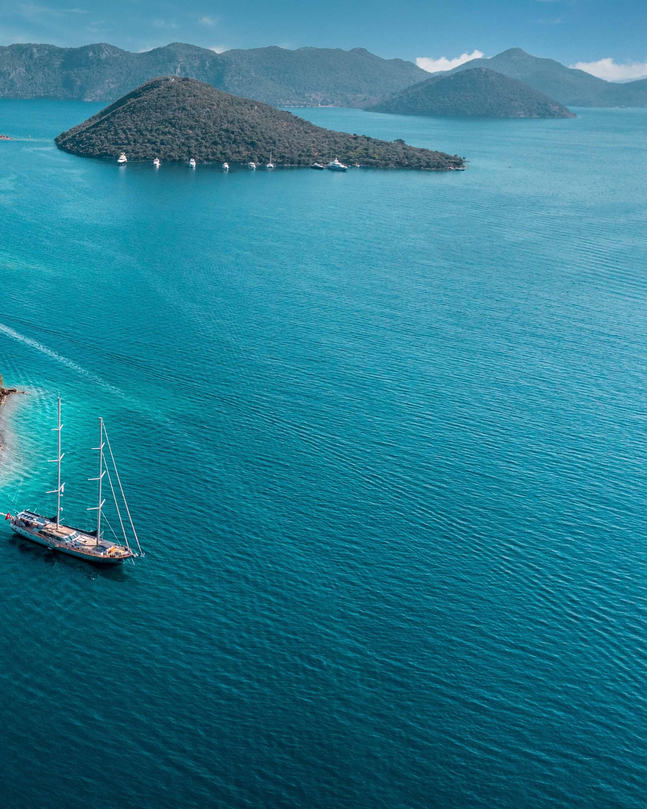 Silver Moon gulet aerial view in Türkiye