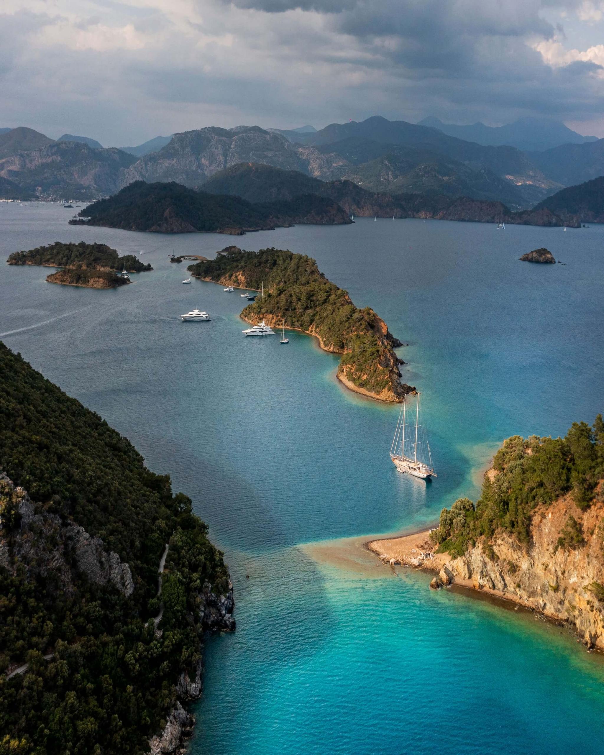 Silver Moon gulet aerial view in Türkiye