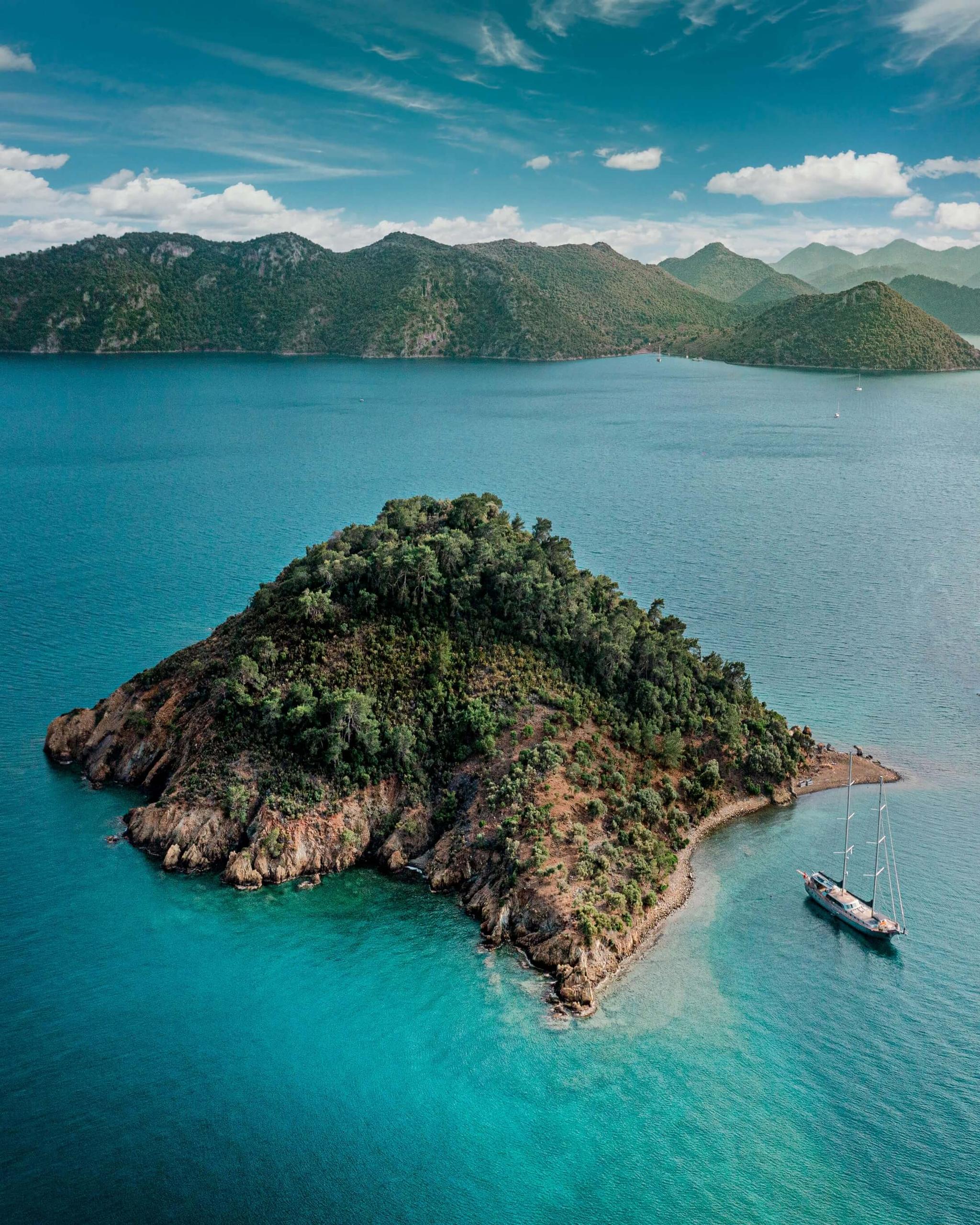 Silver Moon gulet aerial view in Türkiye