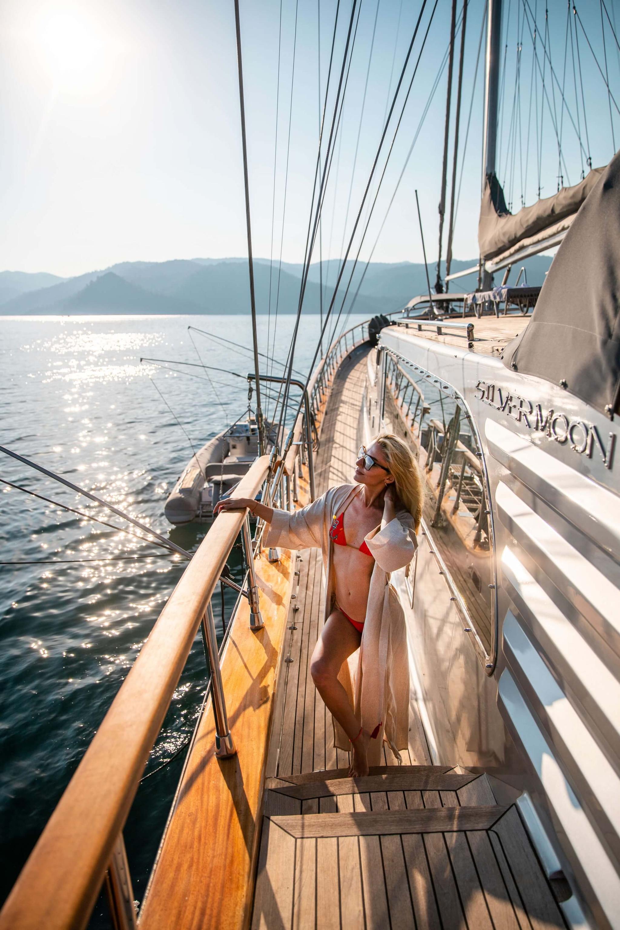 Silver Moon gulet amenities exterior deck in Türkiye