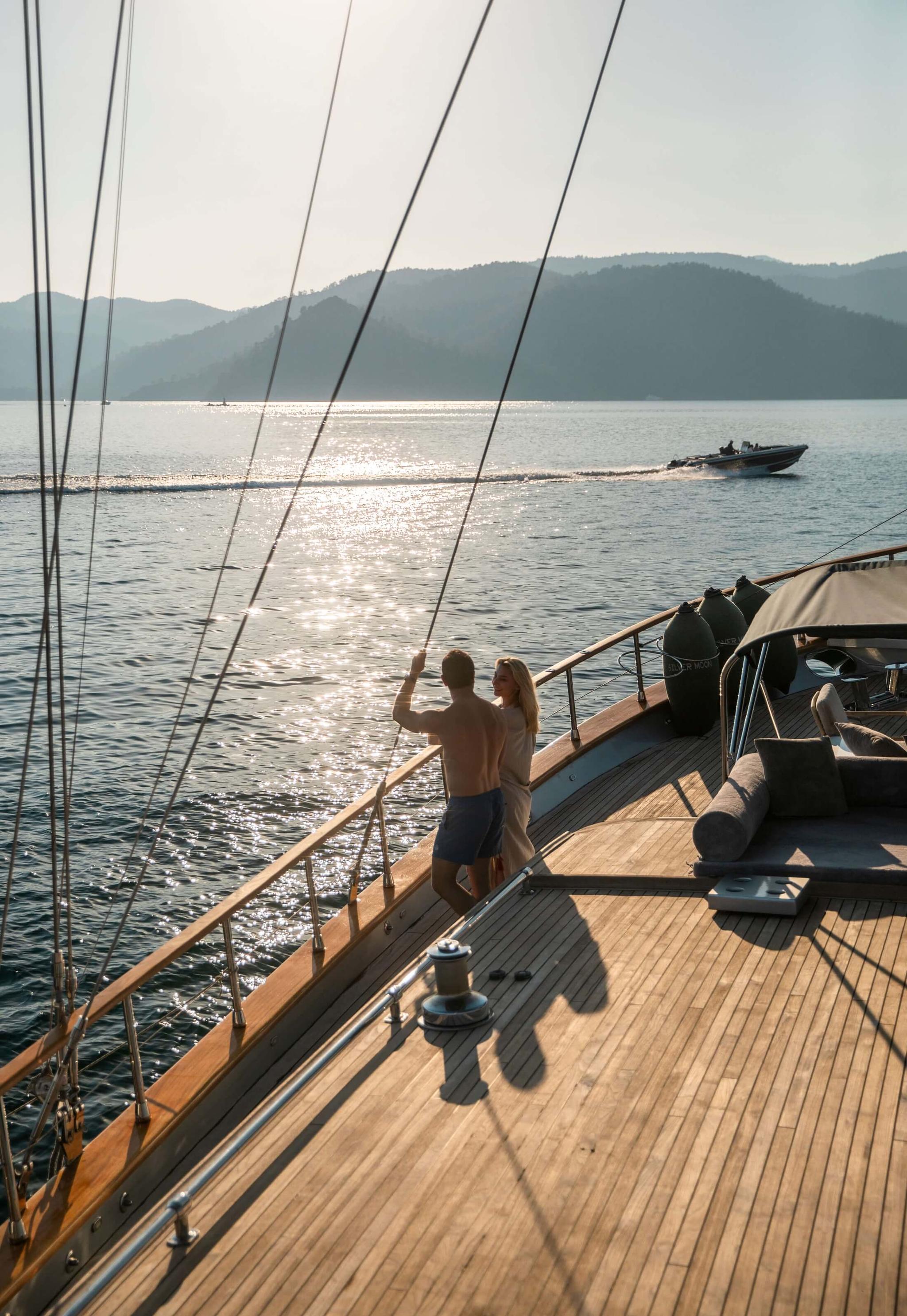 Silver Moon gulet amenities exterior deck in Türkiye