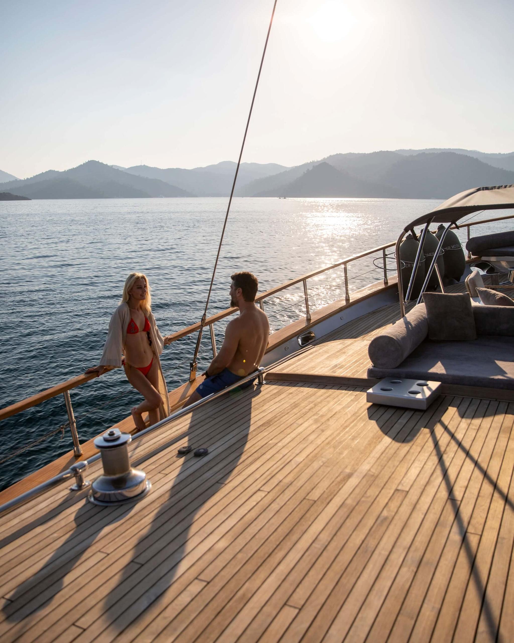 Silver Moon gulet amenities exterior deck in Türkiye