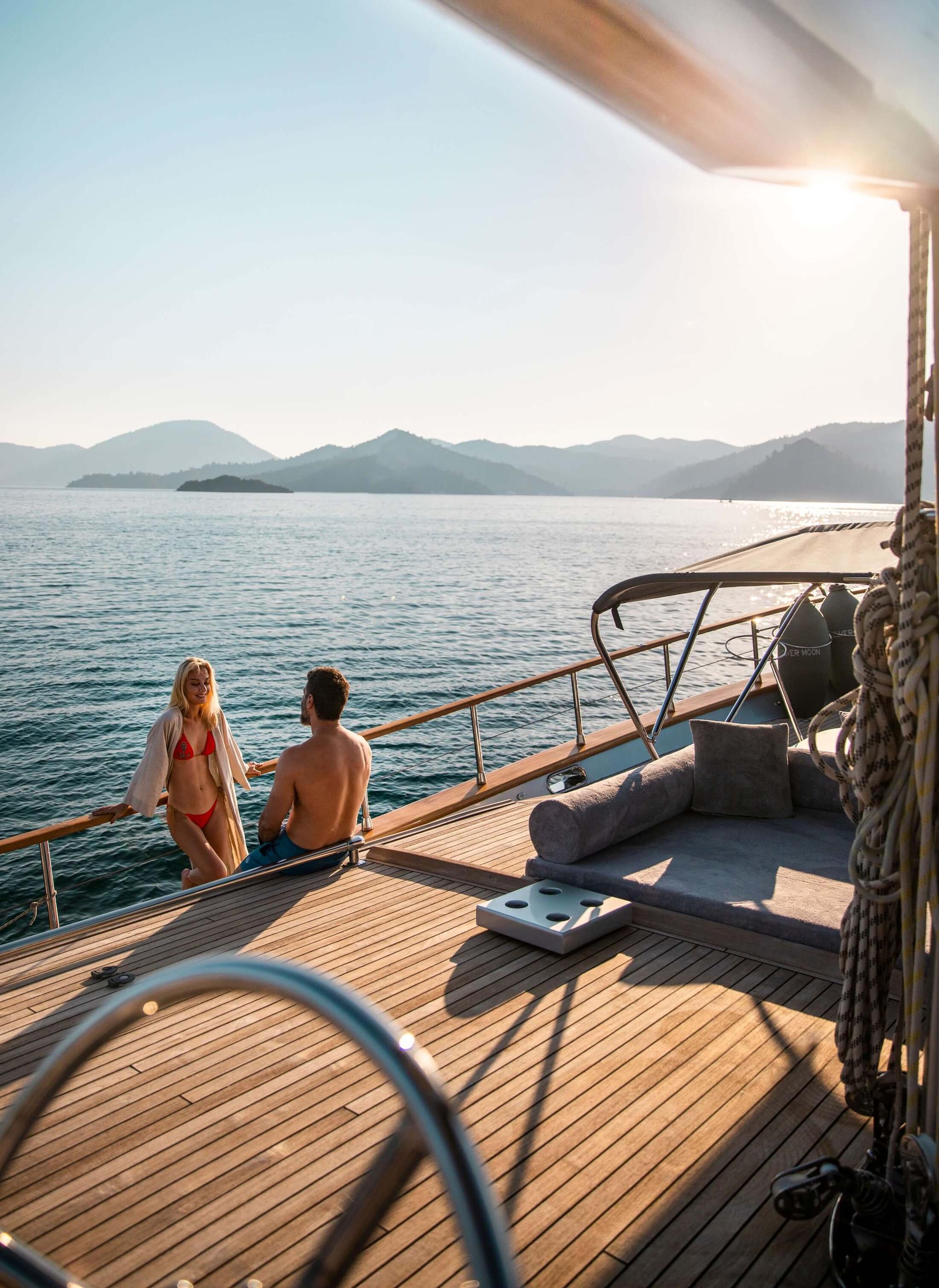 Silver Moon gulet amenities exterior deck in Türkiye