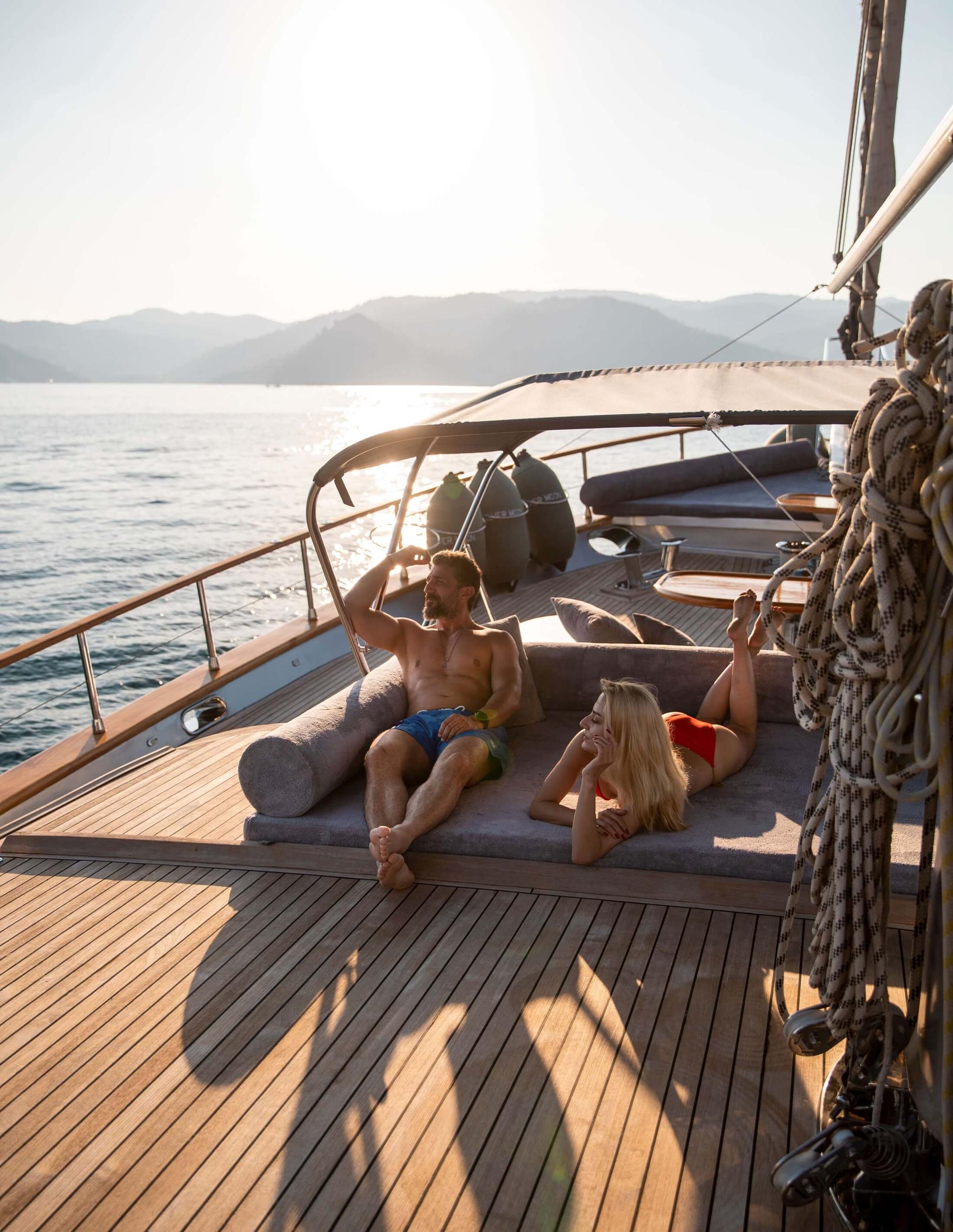 Silver Moon gulet amenities exterior deck in Türkiye