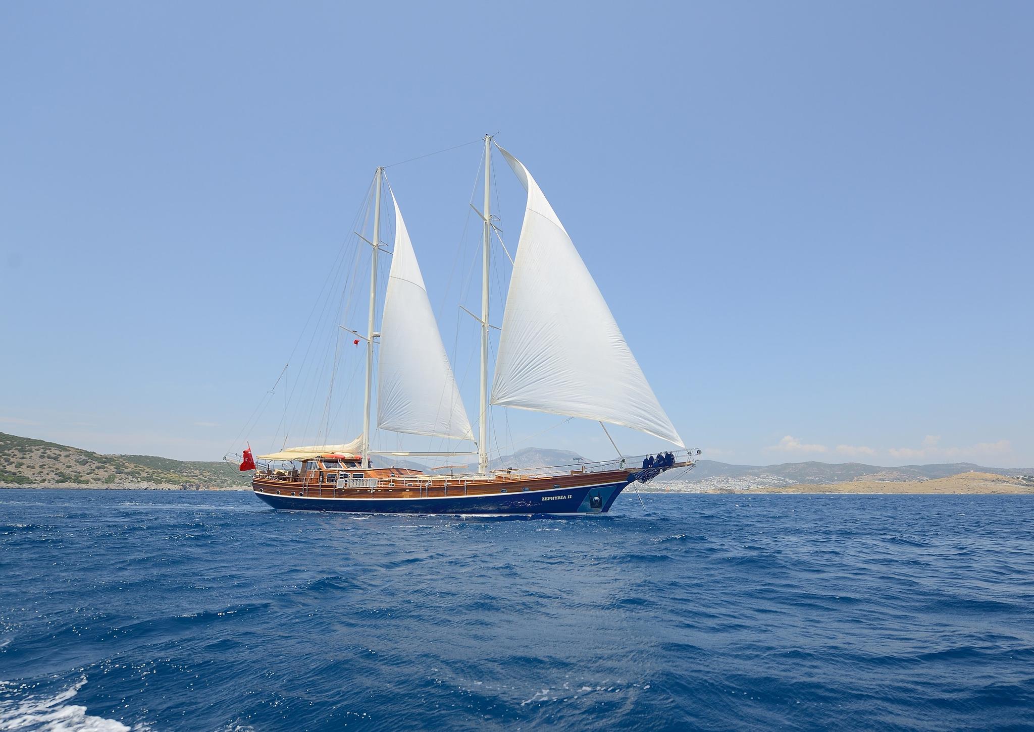 Zephyria II gulet amenities aerial view in Türkiye