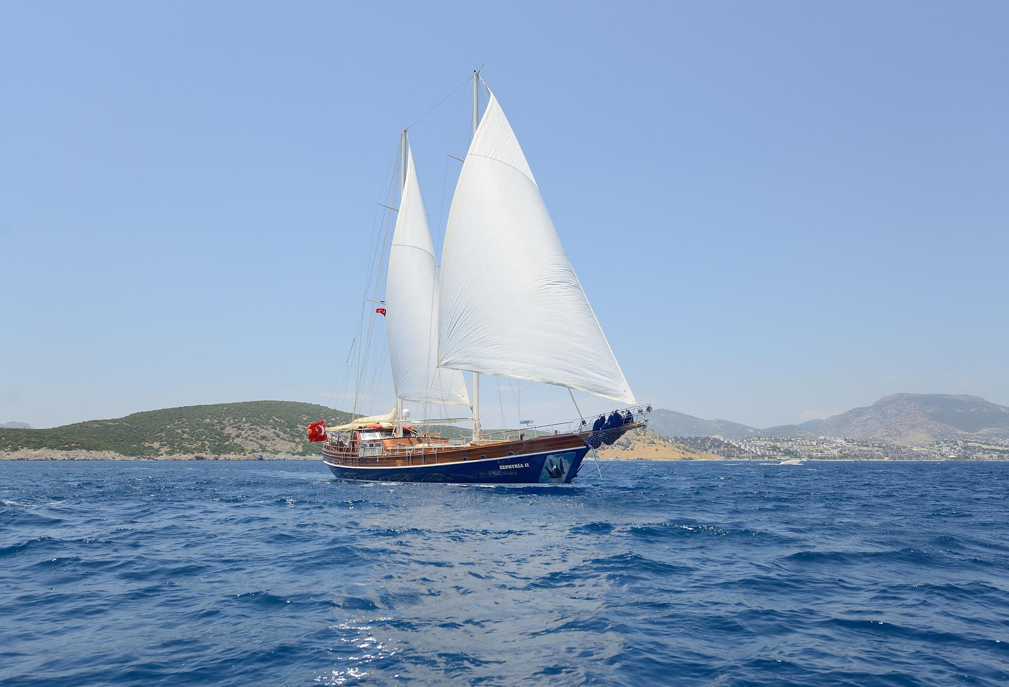 Zephyria II gulet amenities aerial view in Türkiye