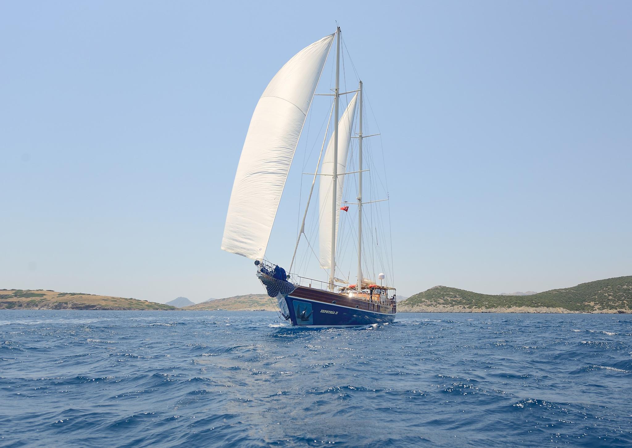 Zephyria II gulet amenities aerial view in Türkiye