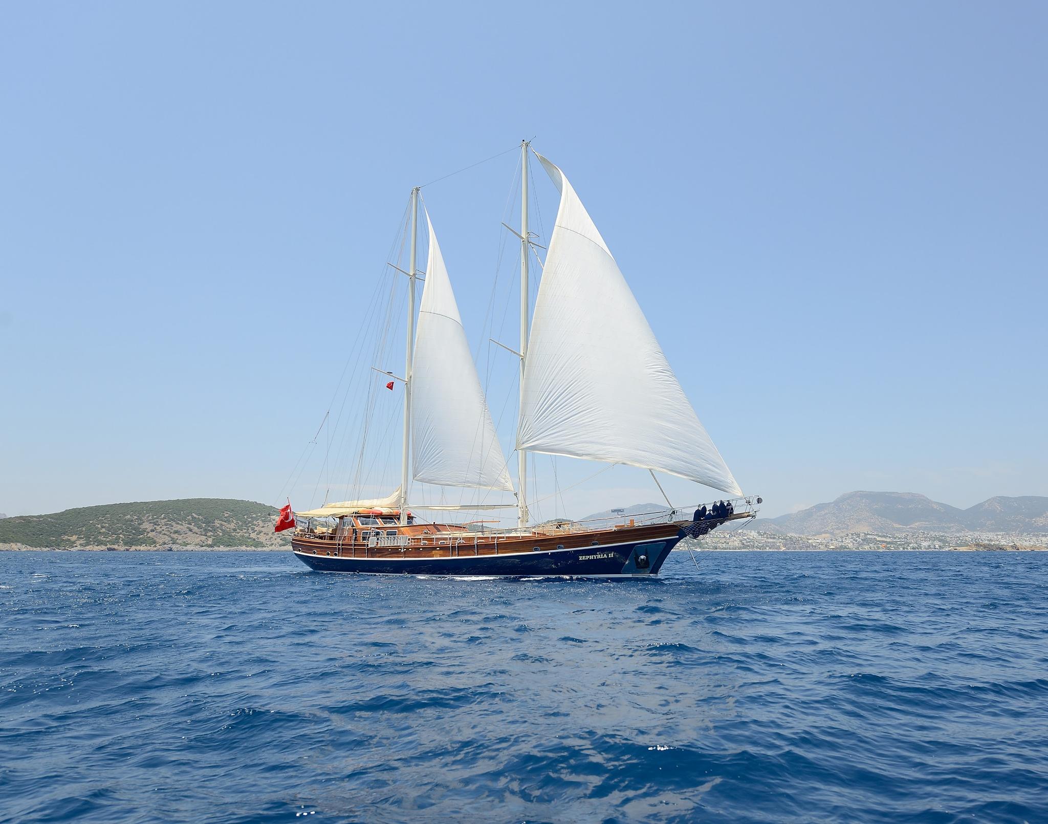 Zephyria II gulet amenities aerial view in Türkiye