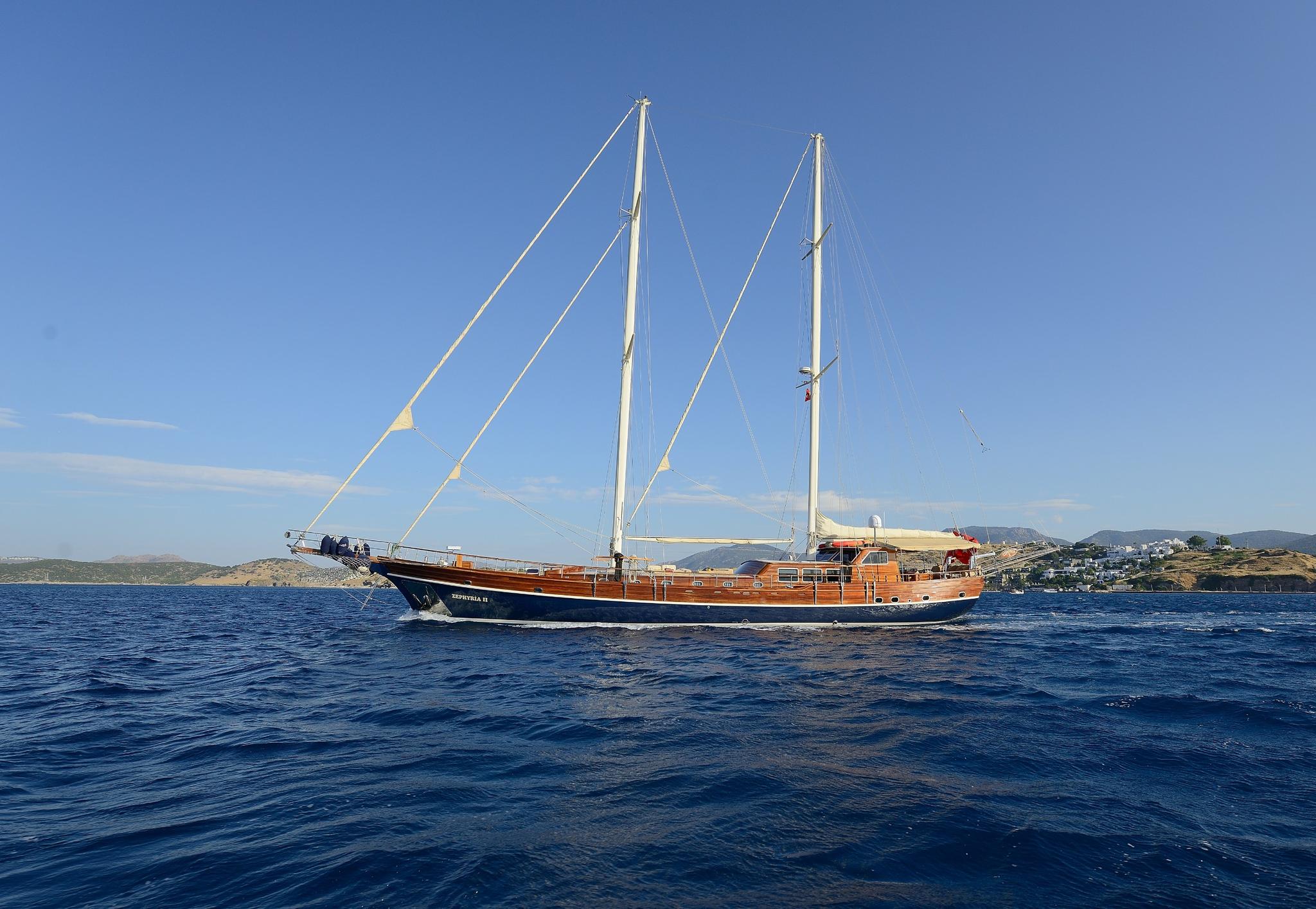 Zephyria II gulet amenities aerial view in Türkiye