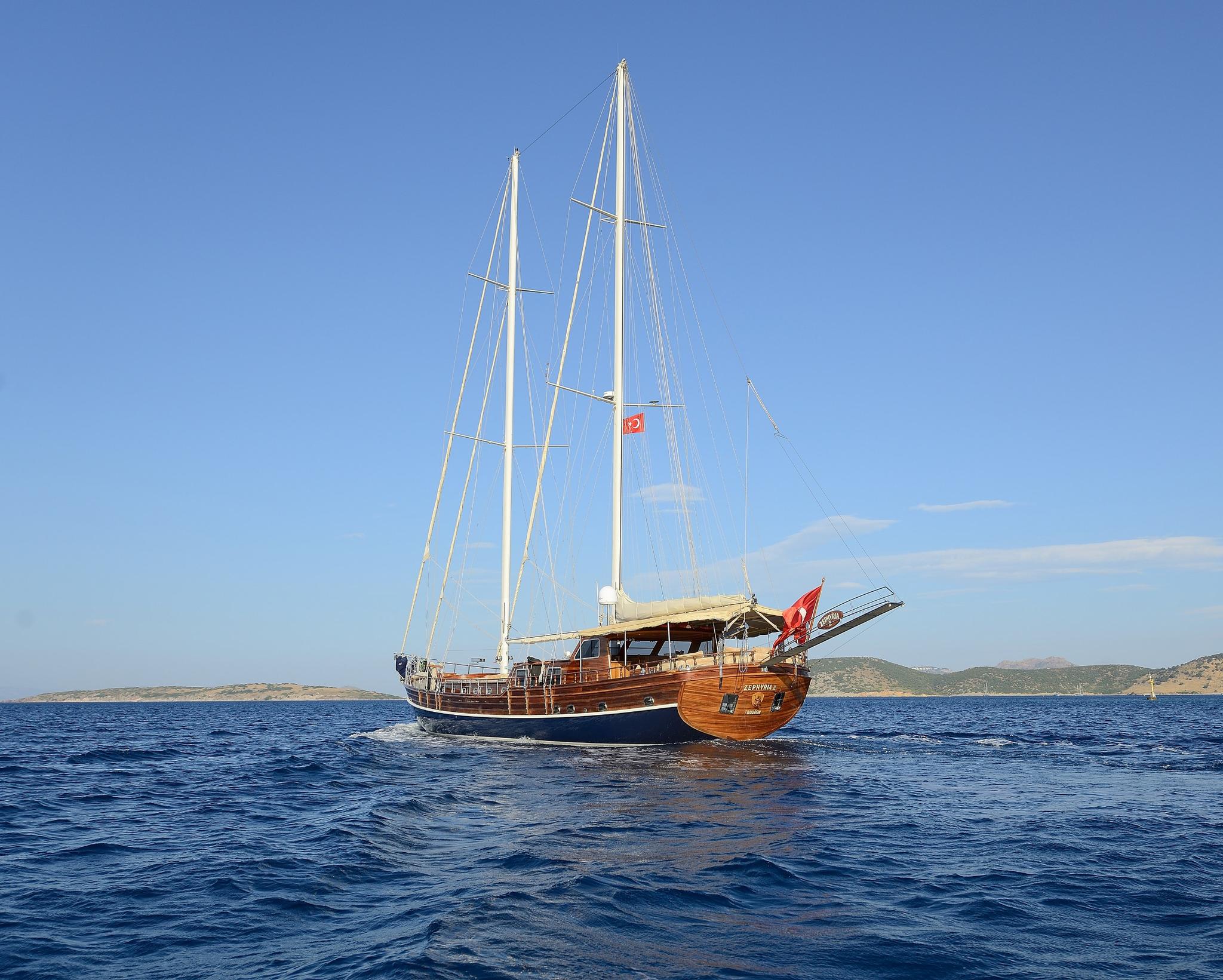 Zephyria II gulet amenities aerial view in Türkiye
