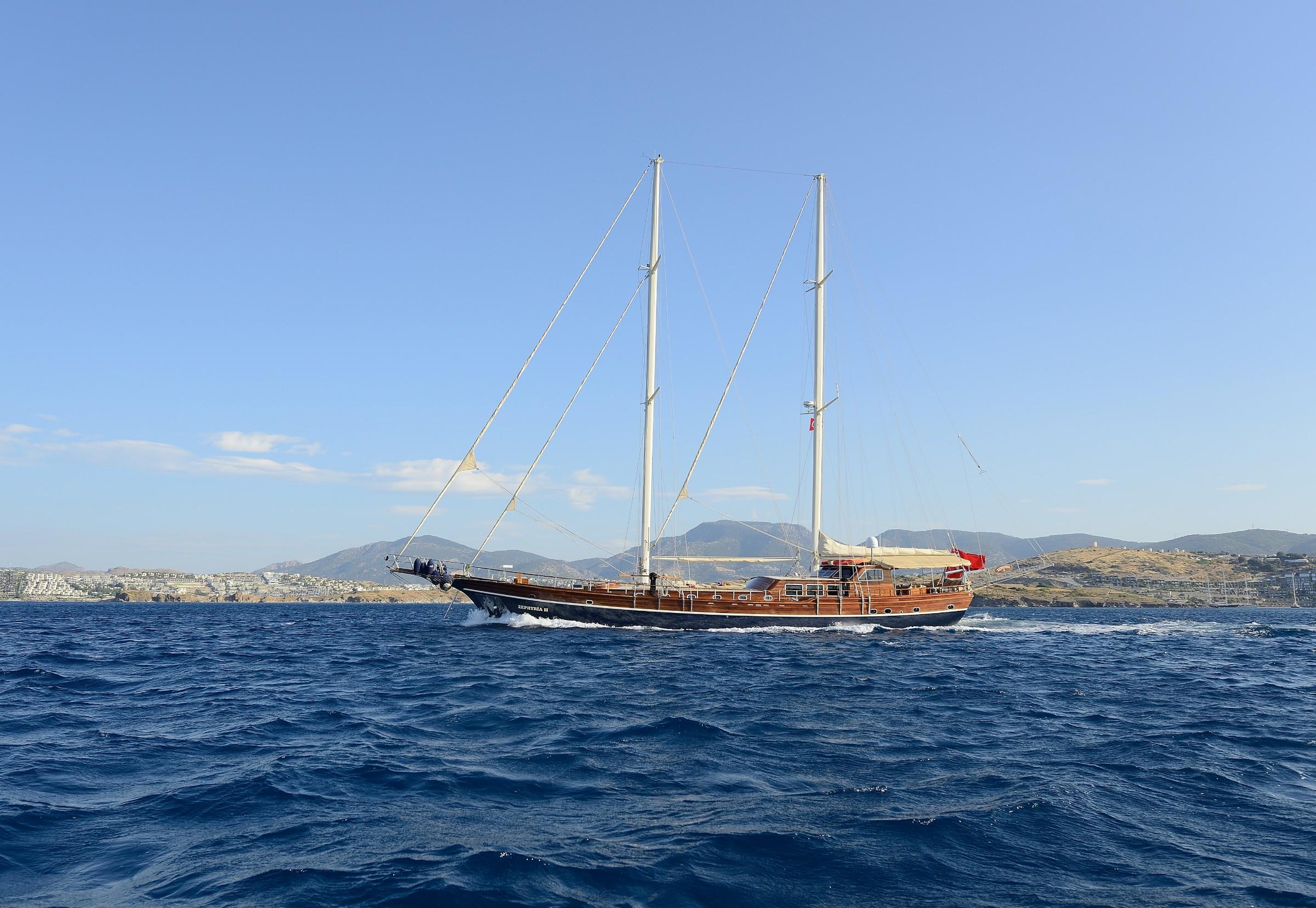 Zephyria II gulet amenities aerial view in Türkiye