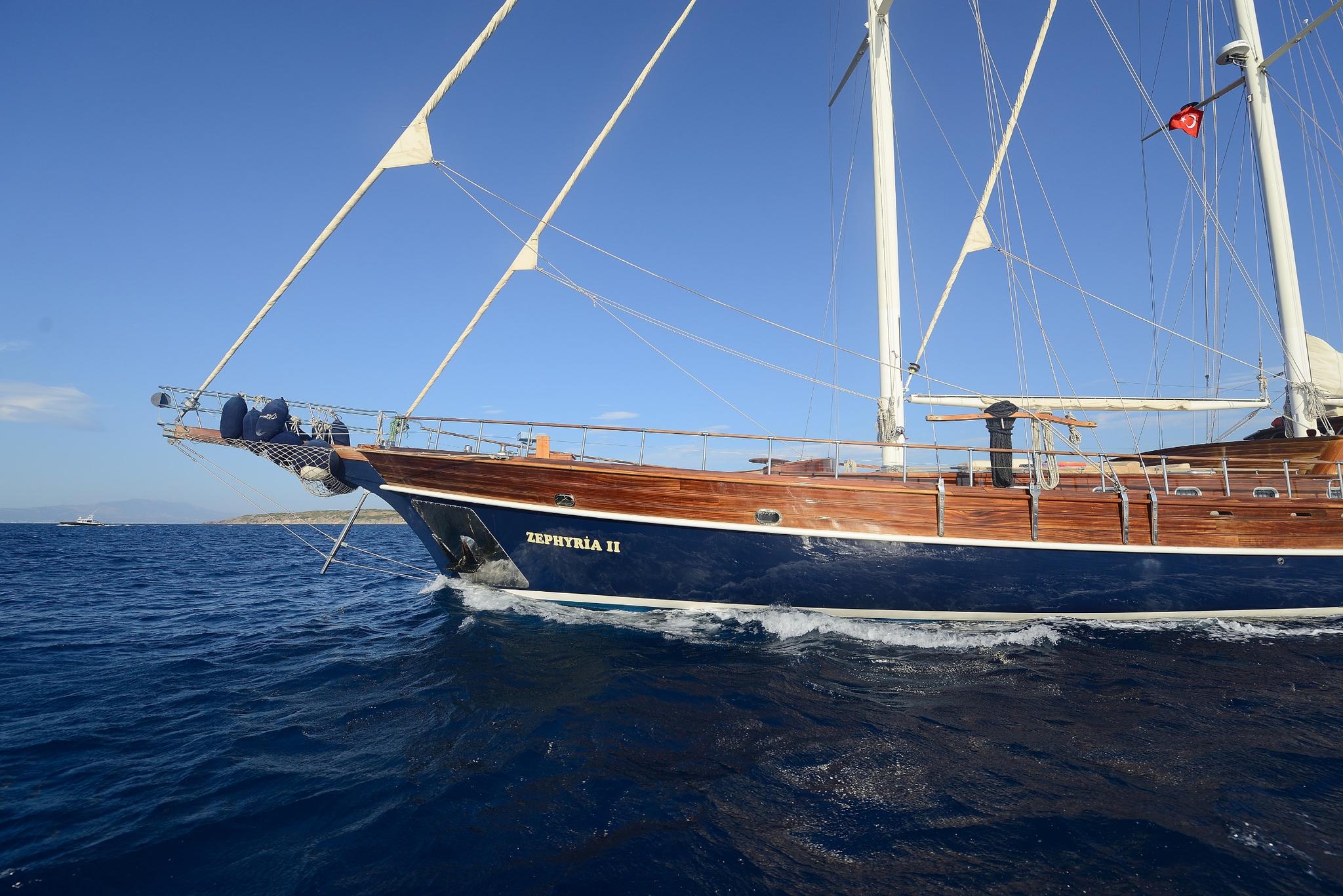 Zephyria II gulet amenities aerial view in Türkiye