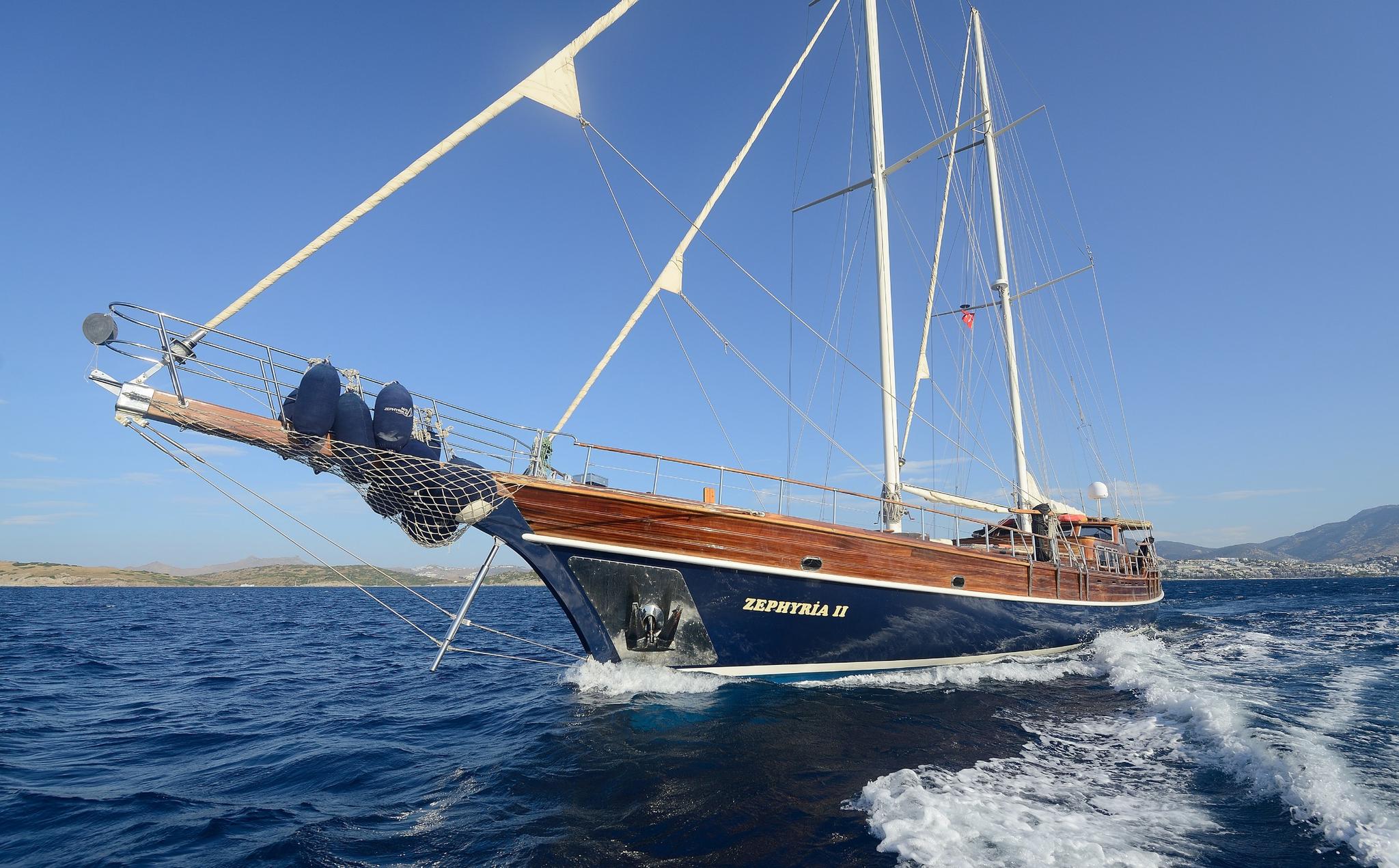 Zephyria II gulet amenities aerial view in Türkiye