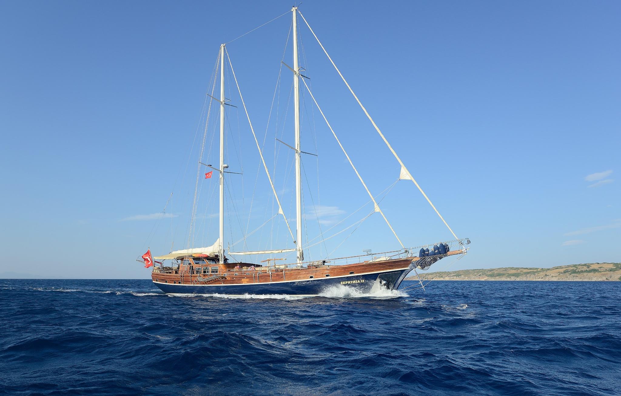 Zephyria II gulet amenities aerial view in Türkiye