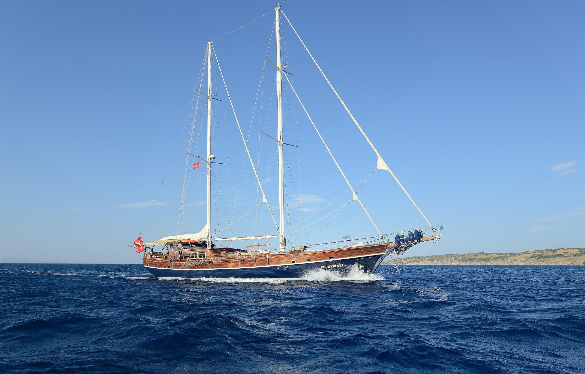 Zephyria II gulet amenities aerial view in Türkiye