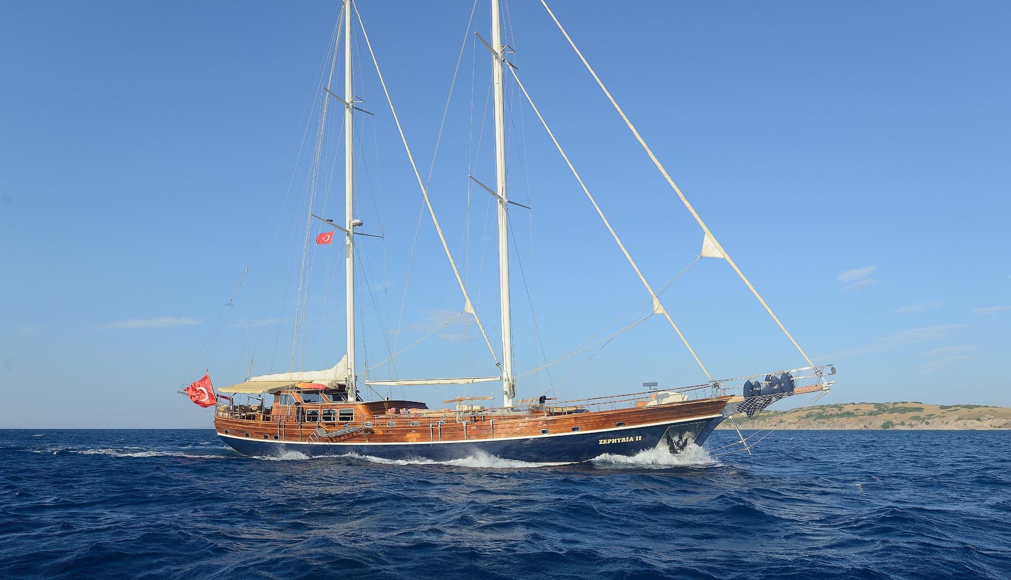 Zephyria II gulet amenities aerial view in Türkiye