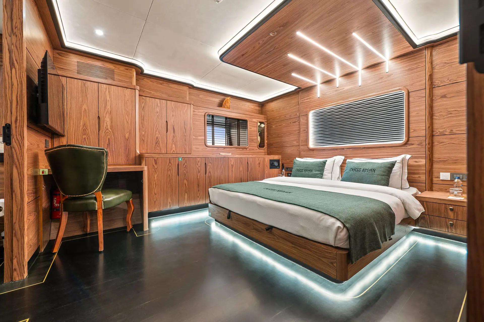 Oguz Khan gulet accommodation interior cabin in Türkiye