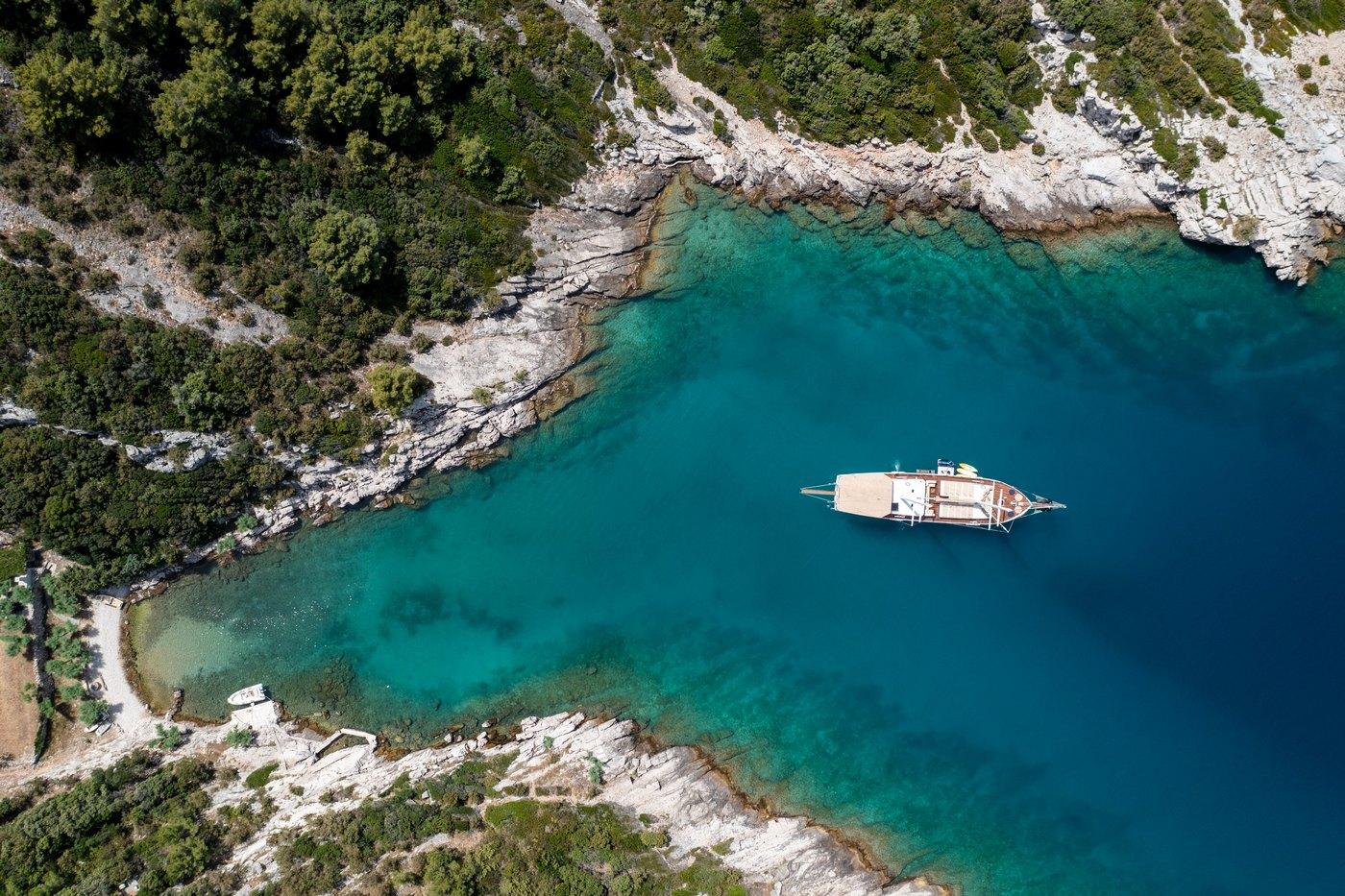 Kadena gulet aerial view in Croatia