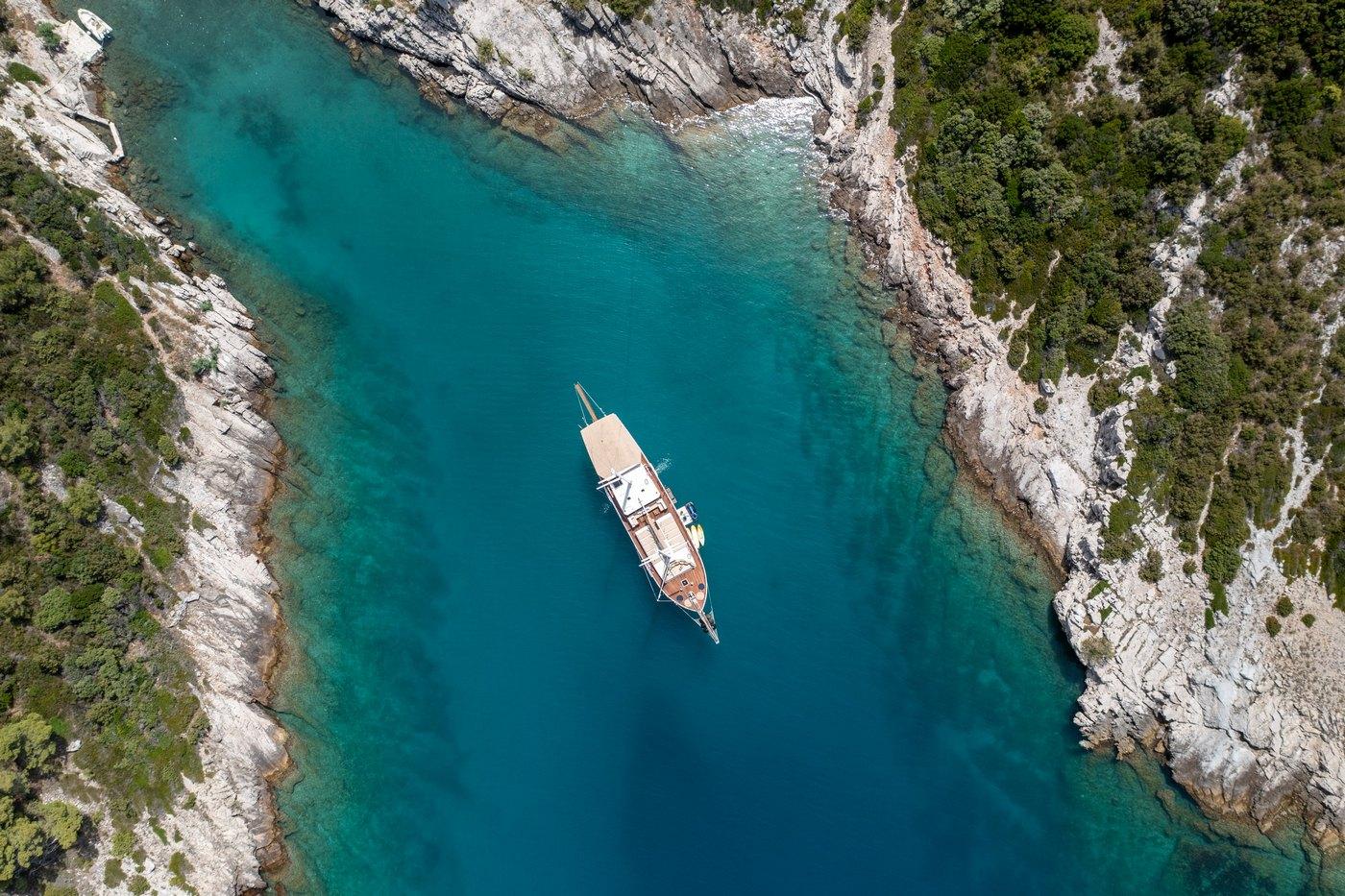 Kadena gulet aerial view in Croatia