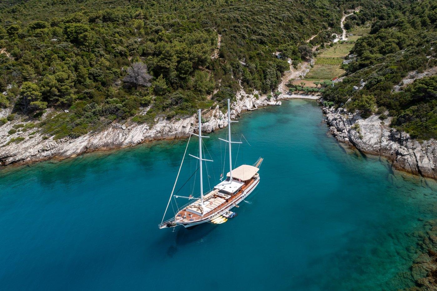 Kadena gulet aerial view in Croatia