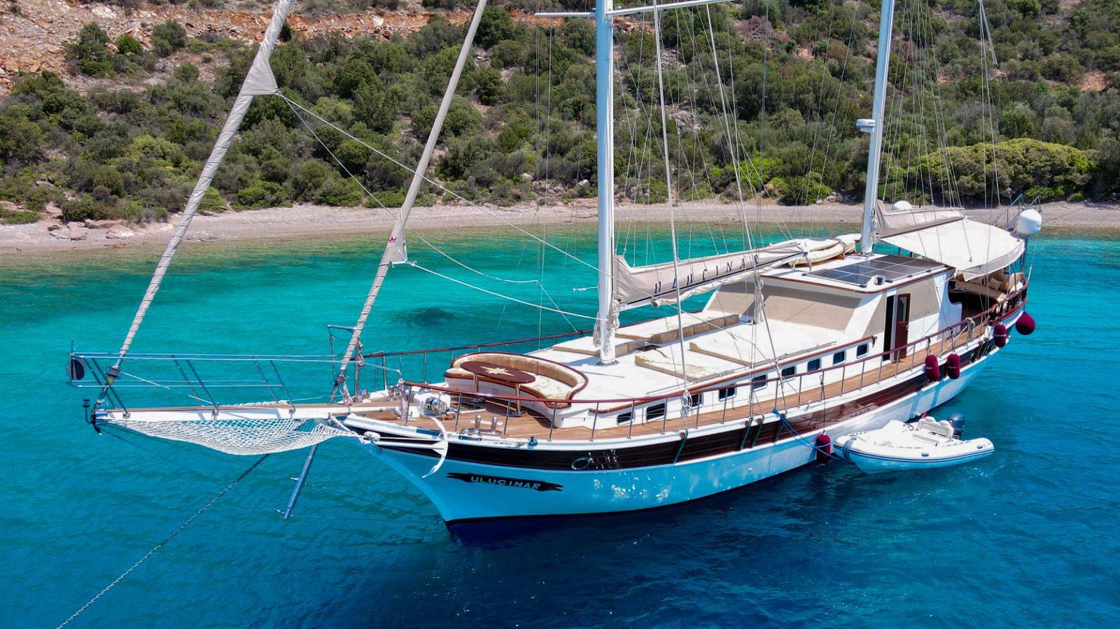 Uluçinar gulet amenities aerial view in Türkiye