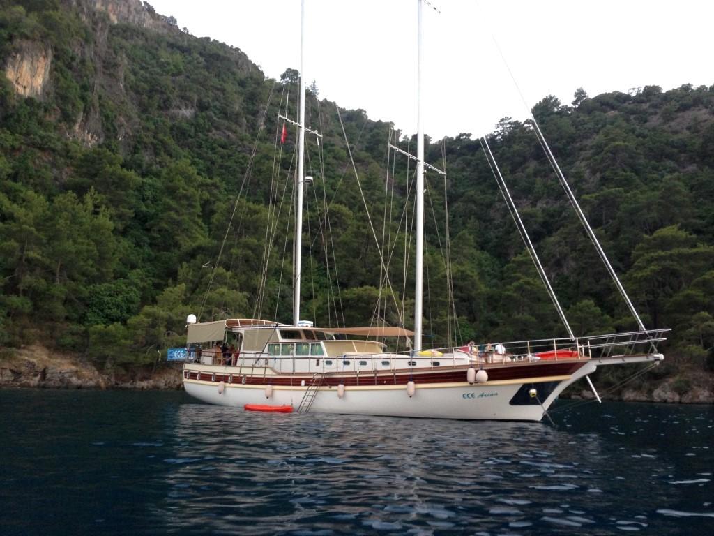 Ece Arina gulet amenities aerial view in Türkiye