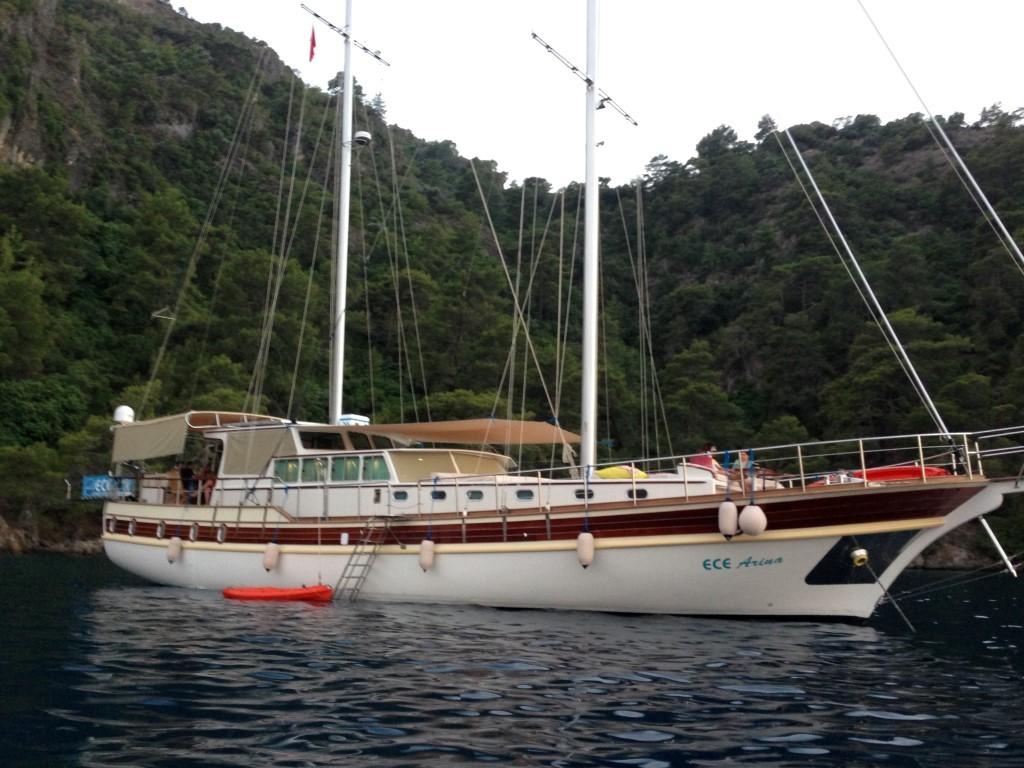 Ece Arina gulet amenities aerial view in Türkiye