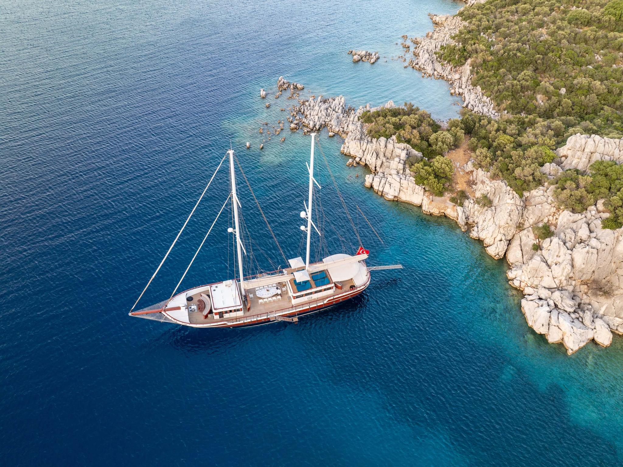 Nurten A gulet aerial view in Türkiye