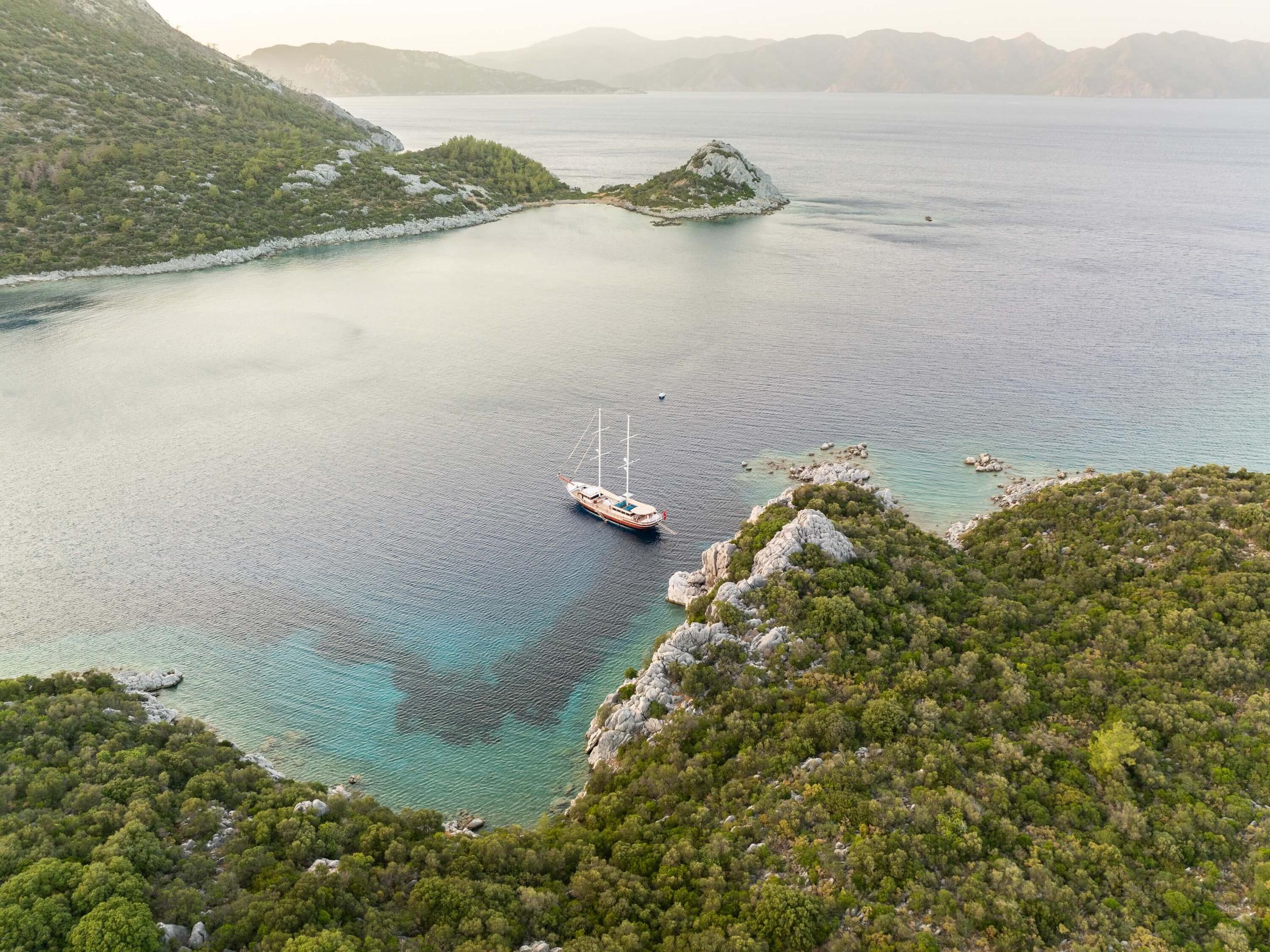 Nurten A gulet aerial view in Türkiye