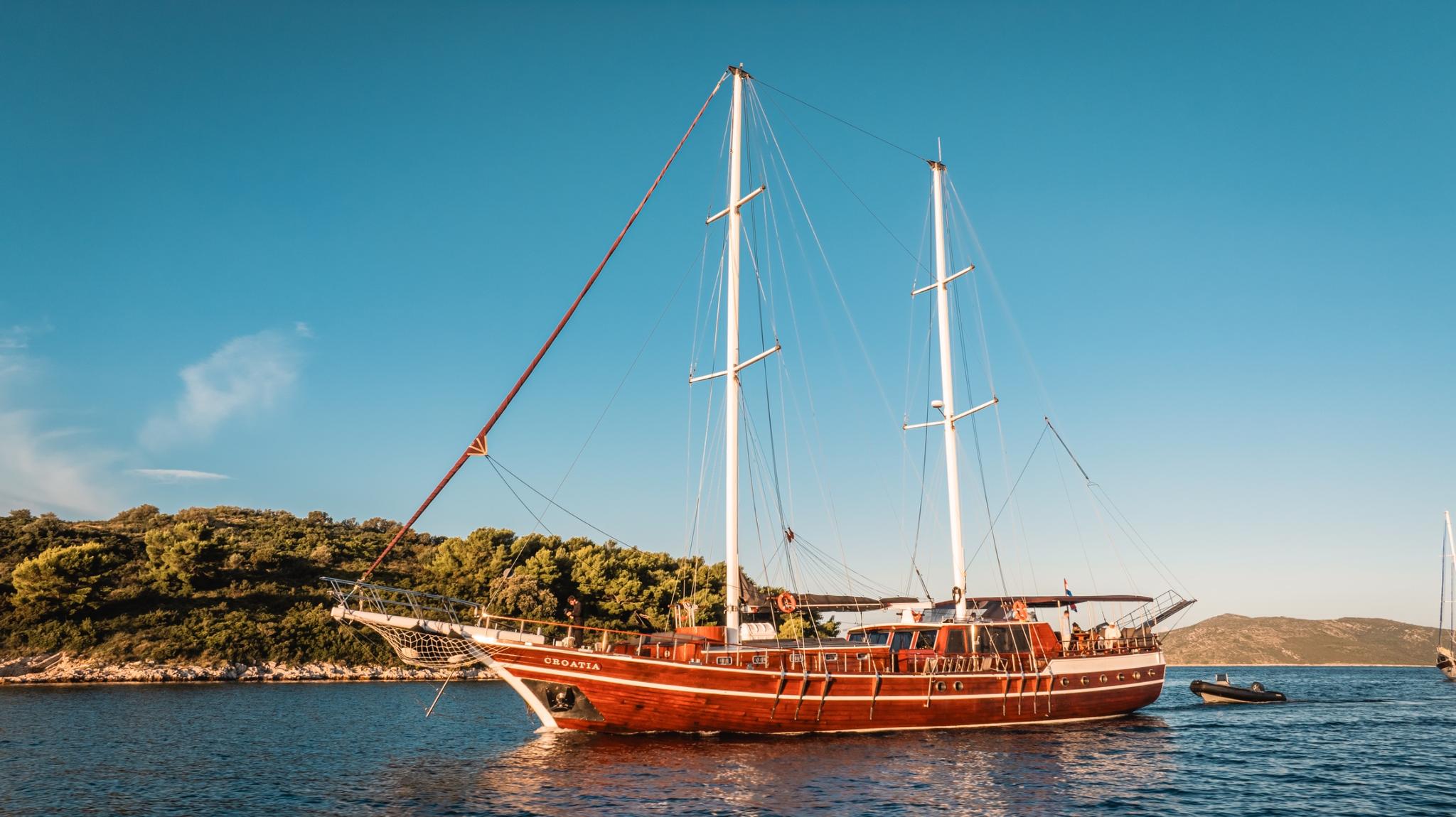 Croatia gulet amenities aerial view in Croatia