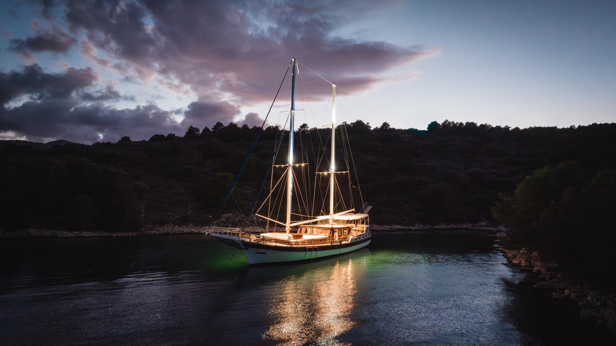 Croatia gulet amenities aerial view in Croatia