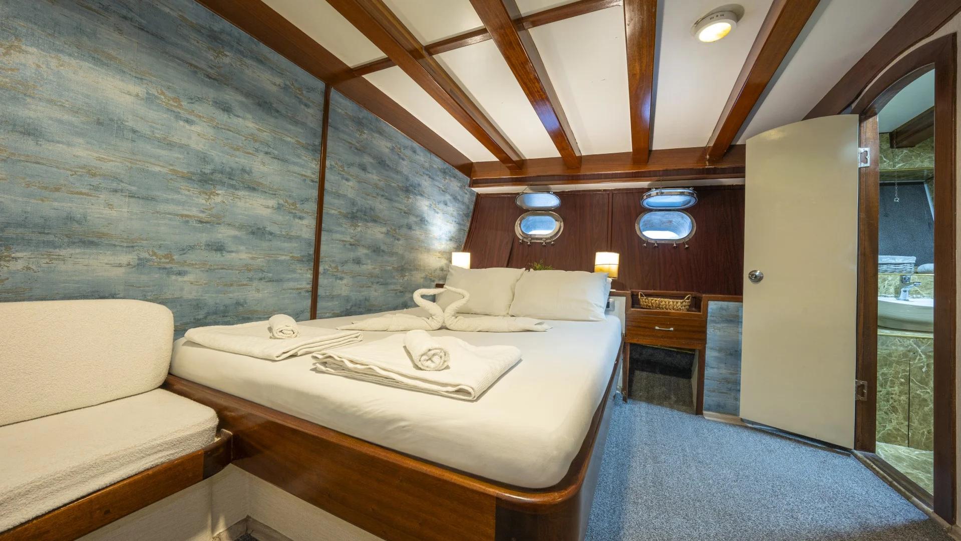 Elara 1 gulet accommodation interior cabin in Türkiye