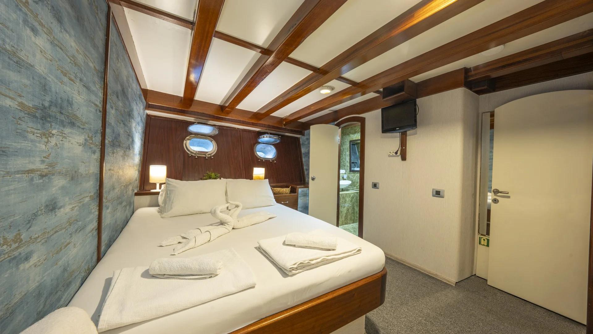 Elara 1 gulet accommodation interior cabin in Türkiye